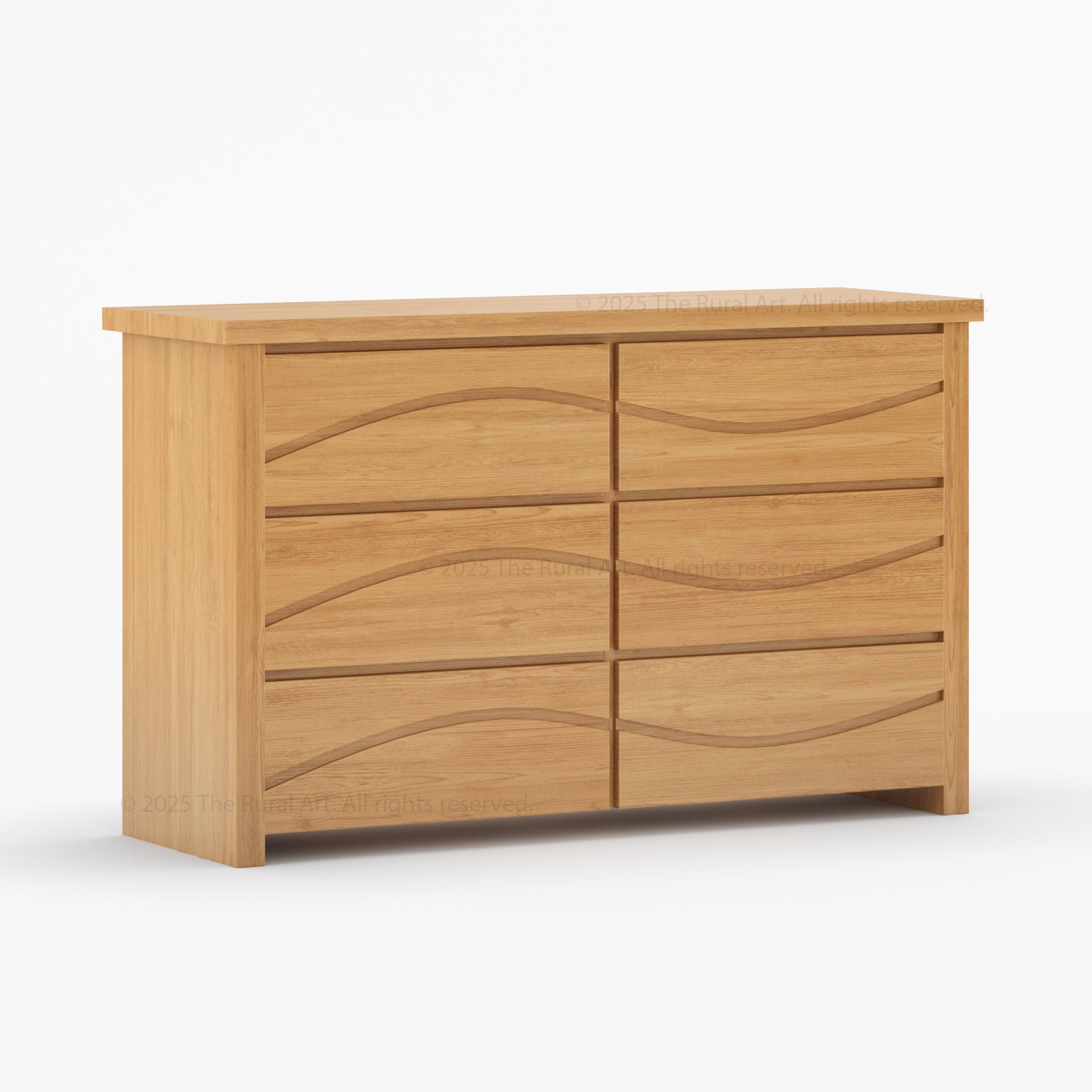 Seabrook Real Wood Drawer Dresser with Wave-Carved Fronts