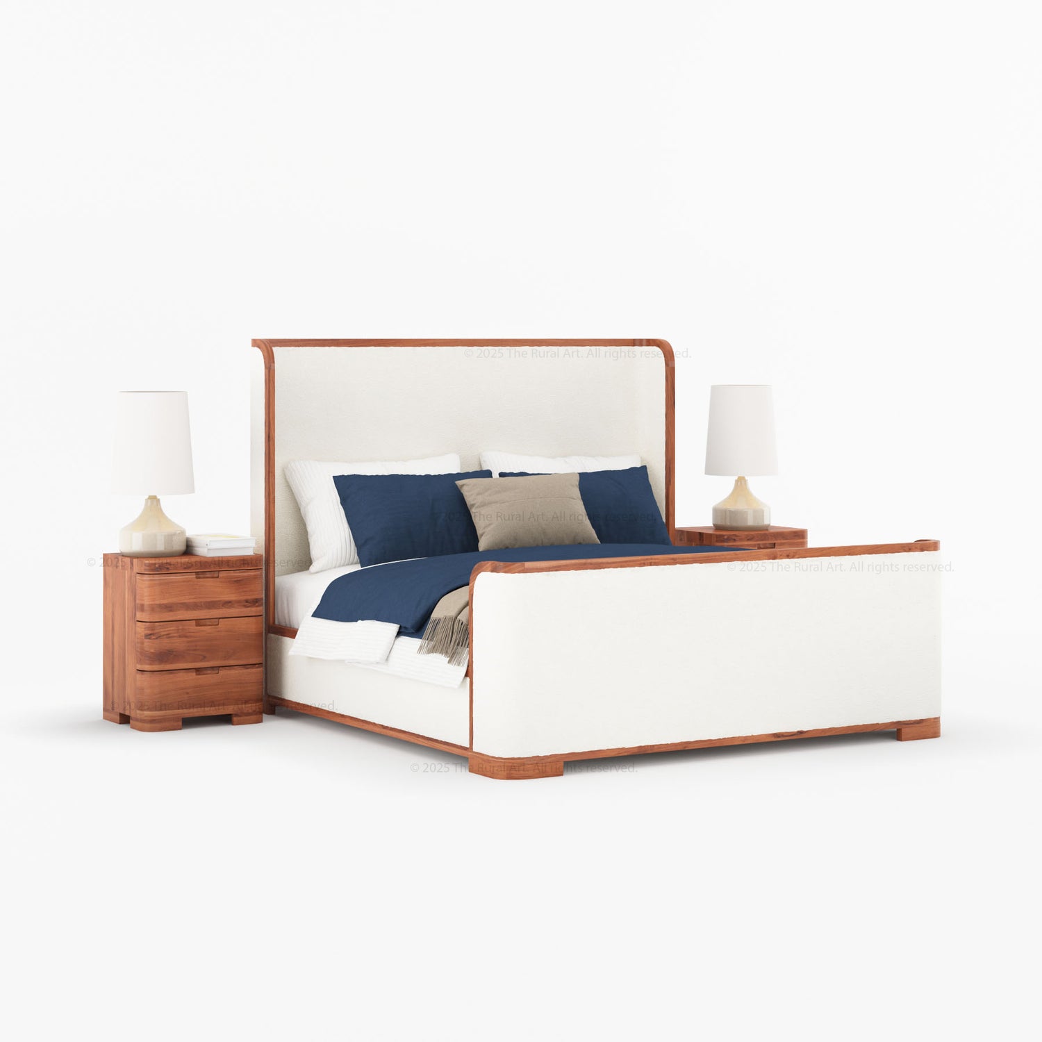 Beverly Shelter Platform Bed Upholstered Frame with Footboard