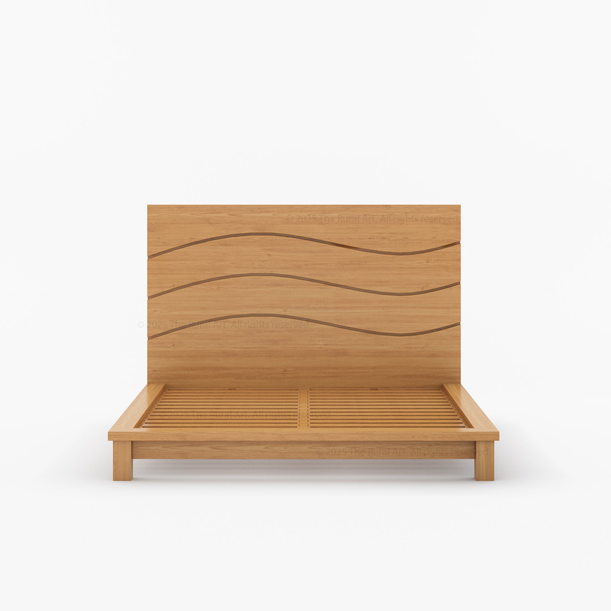 Seabrook Solid Wood Platform Bed with Wave-Carved Headboard