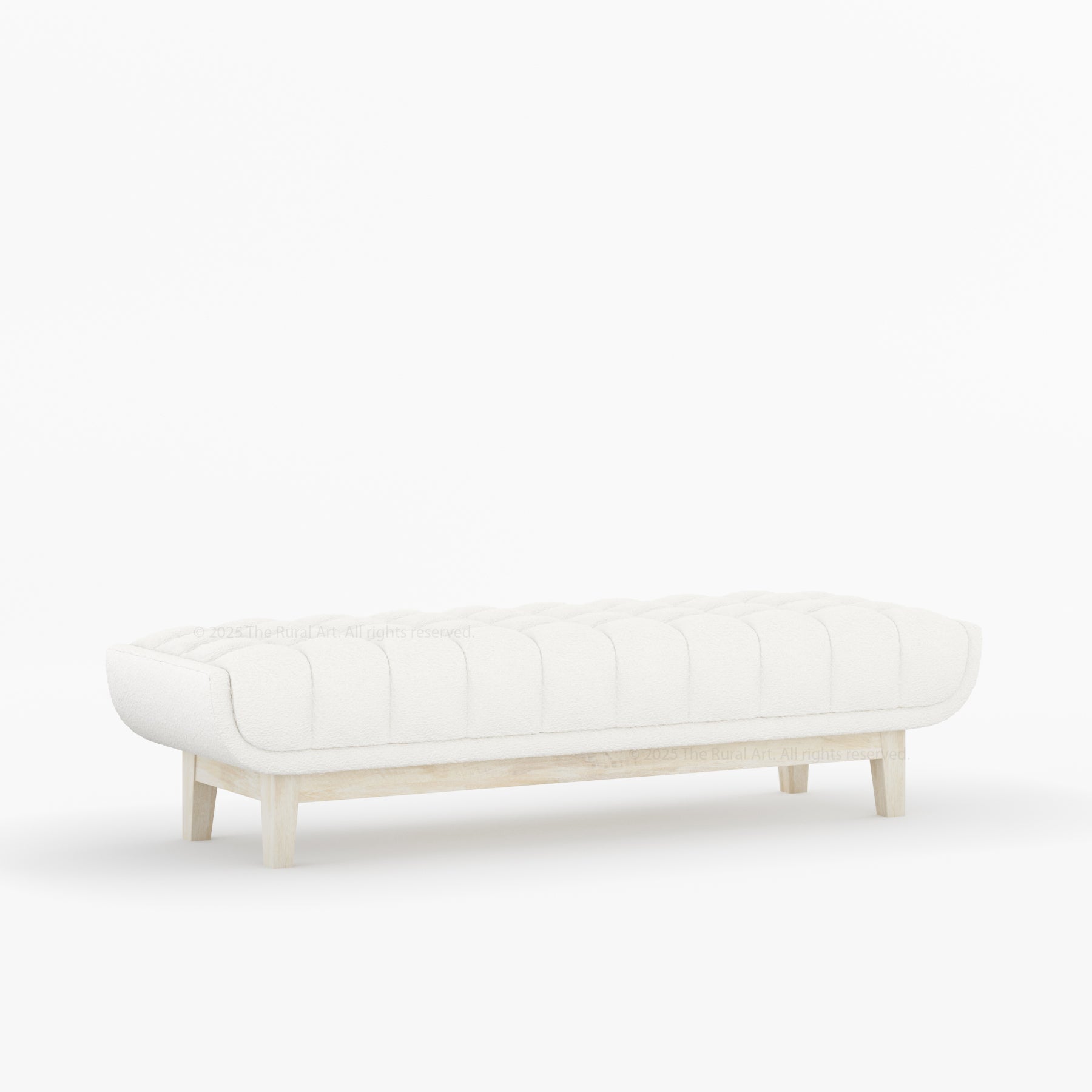 Livingston Solid Wood Bench with Channel-Tufted Bouclé Upholstery