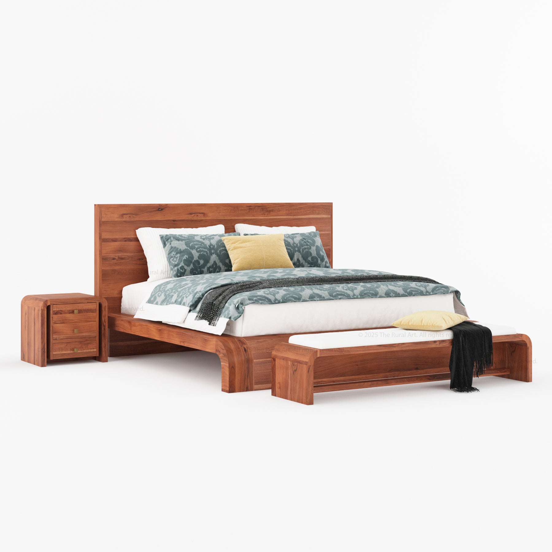 Stockton Solid Wood Curved Platform Bed