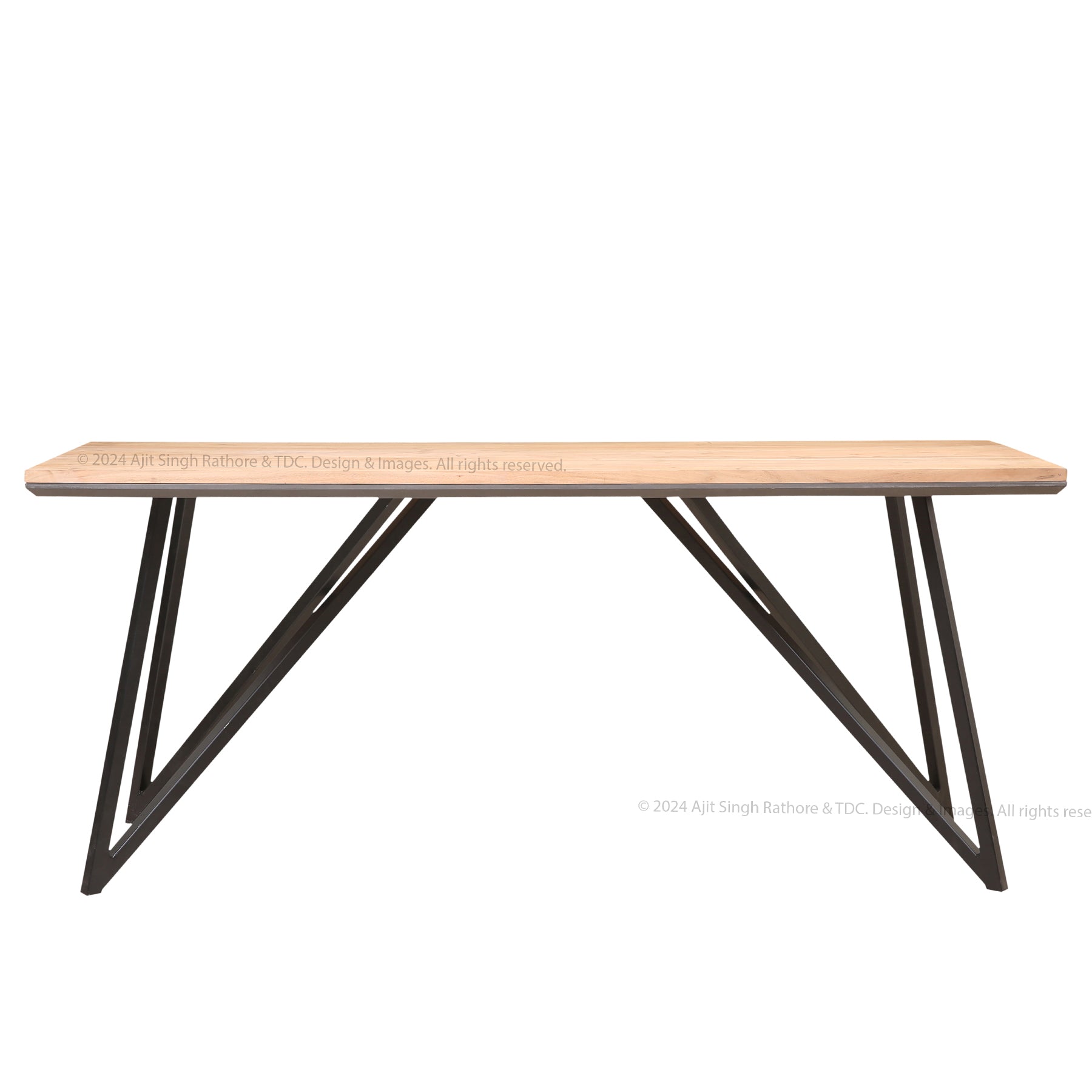 North Hempstead - Solid Wood Dining Table with Wrought Iron Base