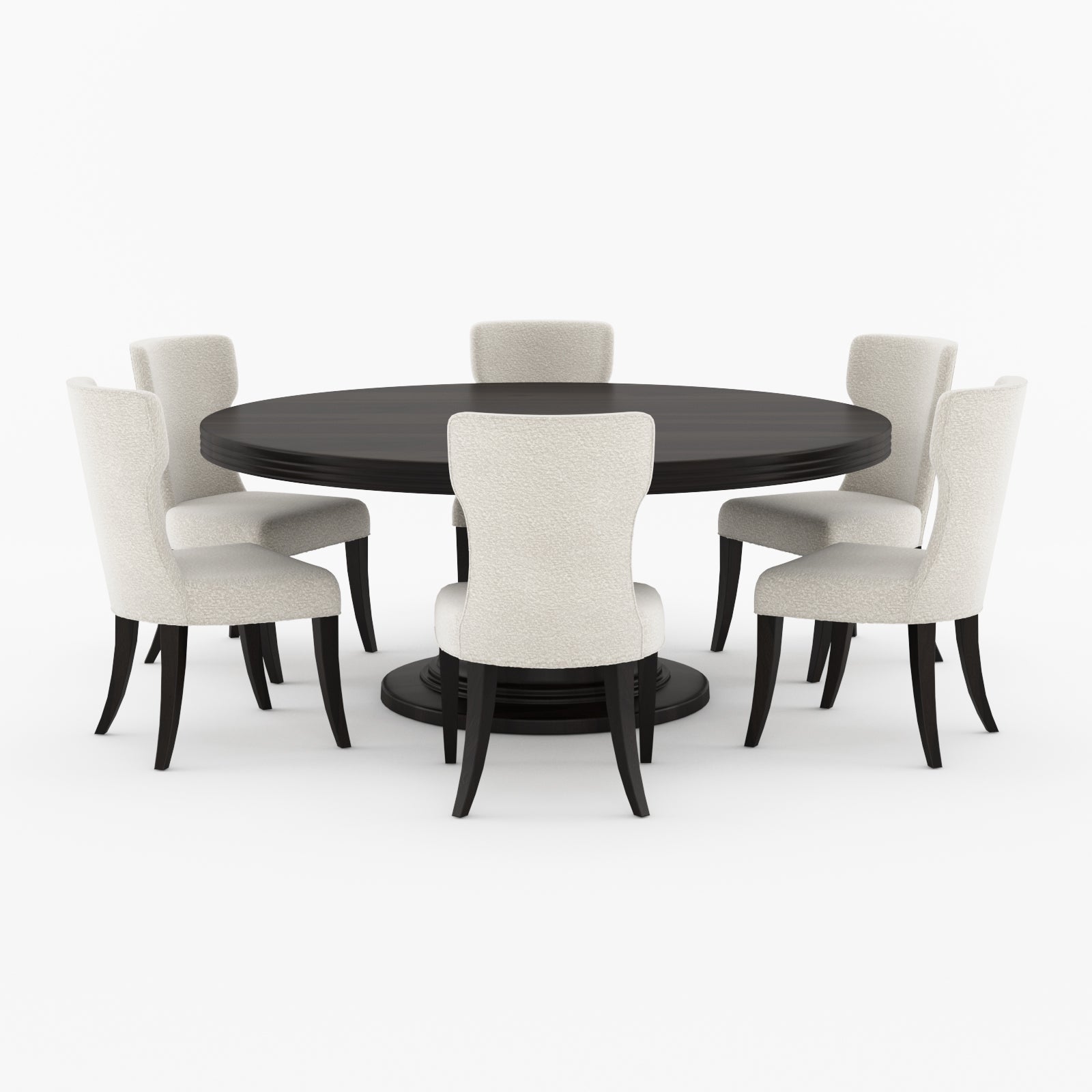 High Point Solid Wood Round Pedestal Dining Table & Upholstered Chair Set