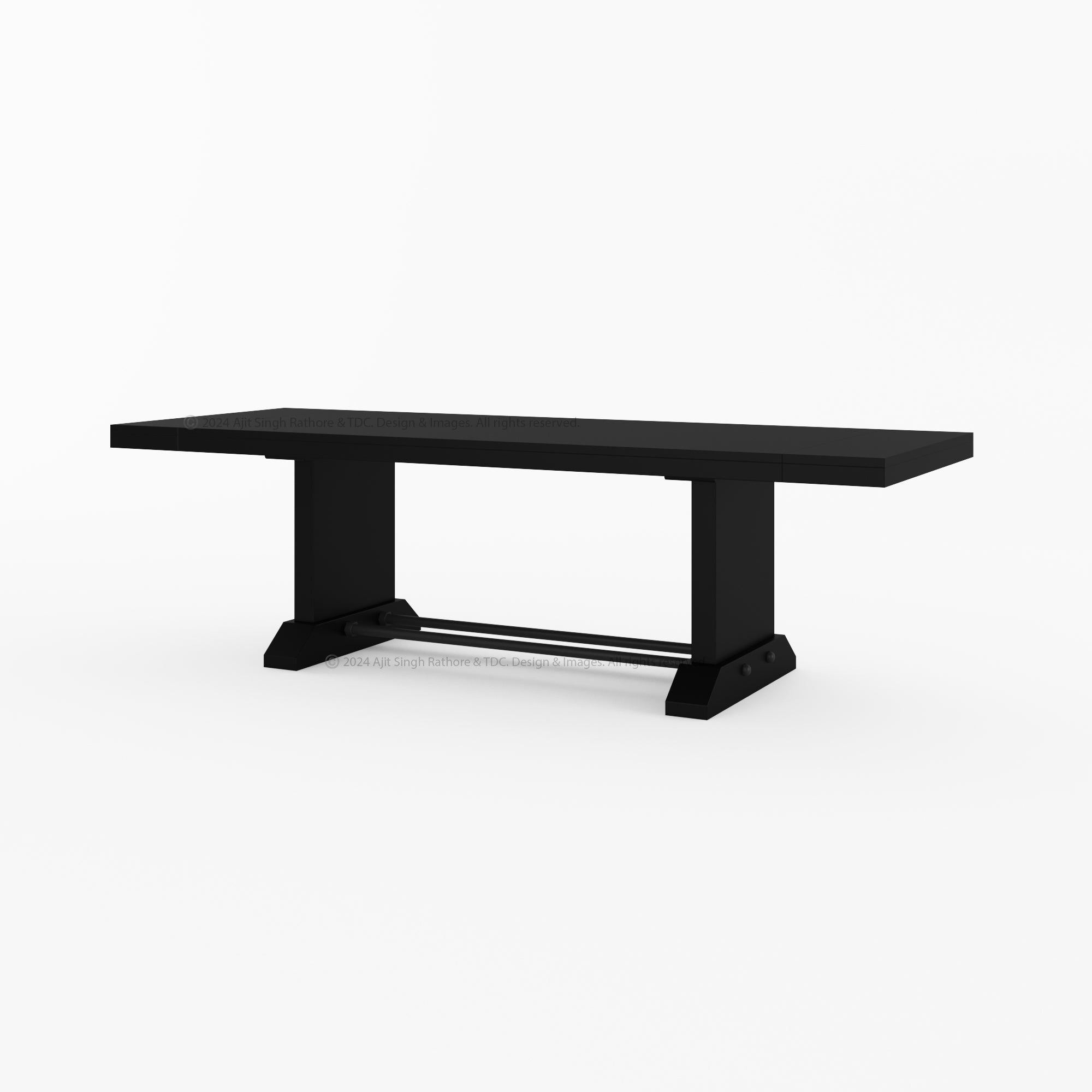 El Cerrito Rustic Solid Indian Rosewood Trestle Pedestal Dining Table