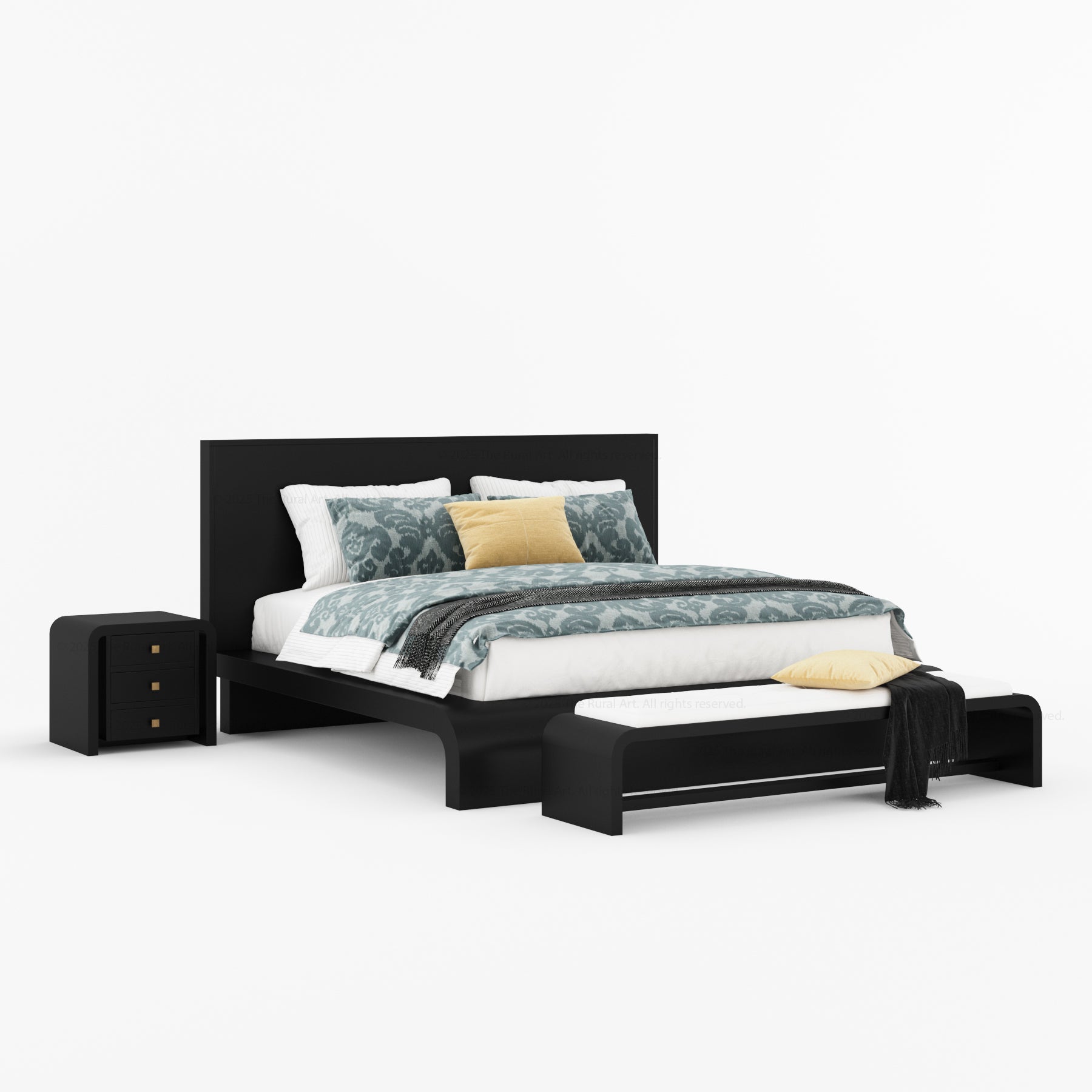 Stockton Solid Wood Curved Platform Bed