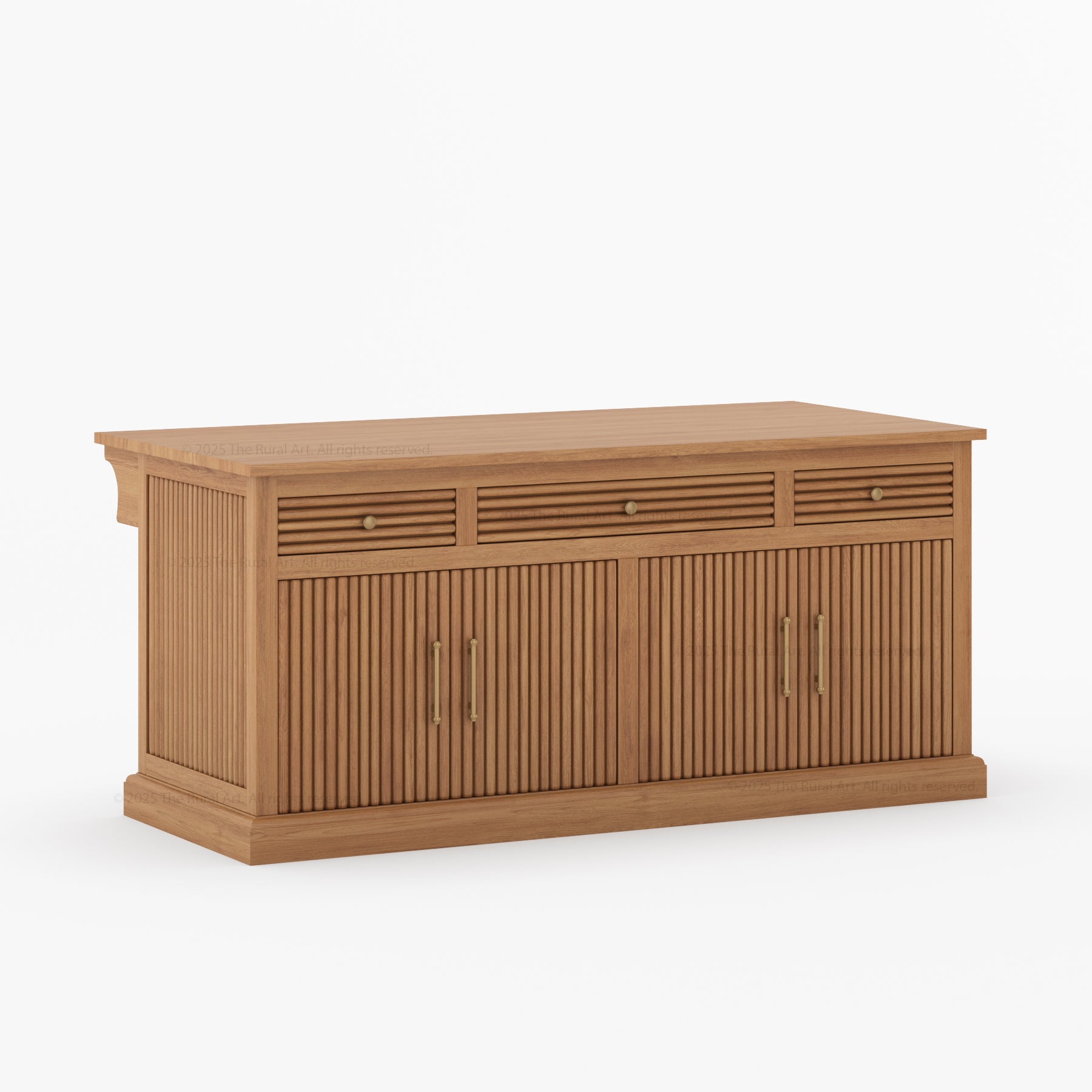 Sonoma Solid Wood Kitchen Island with Fluted Panel