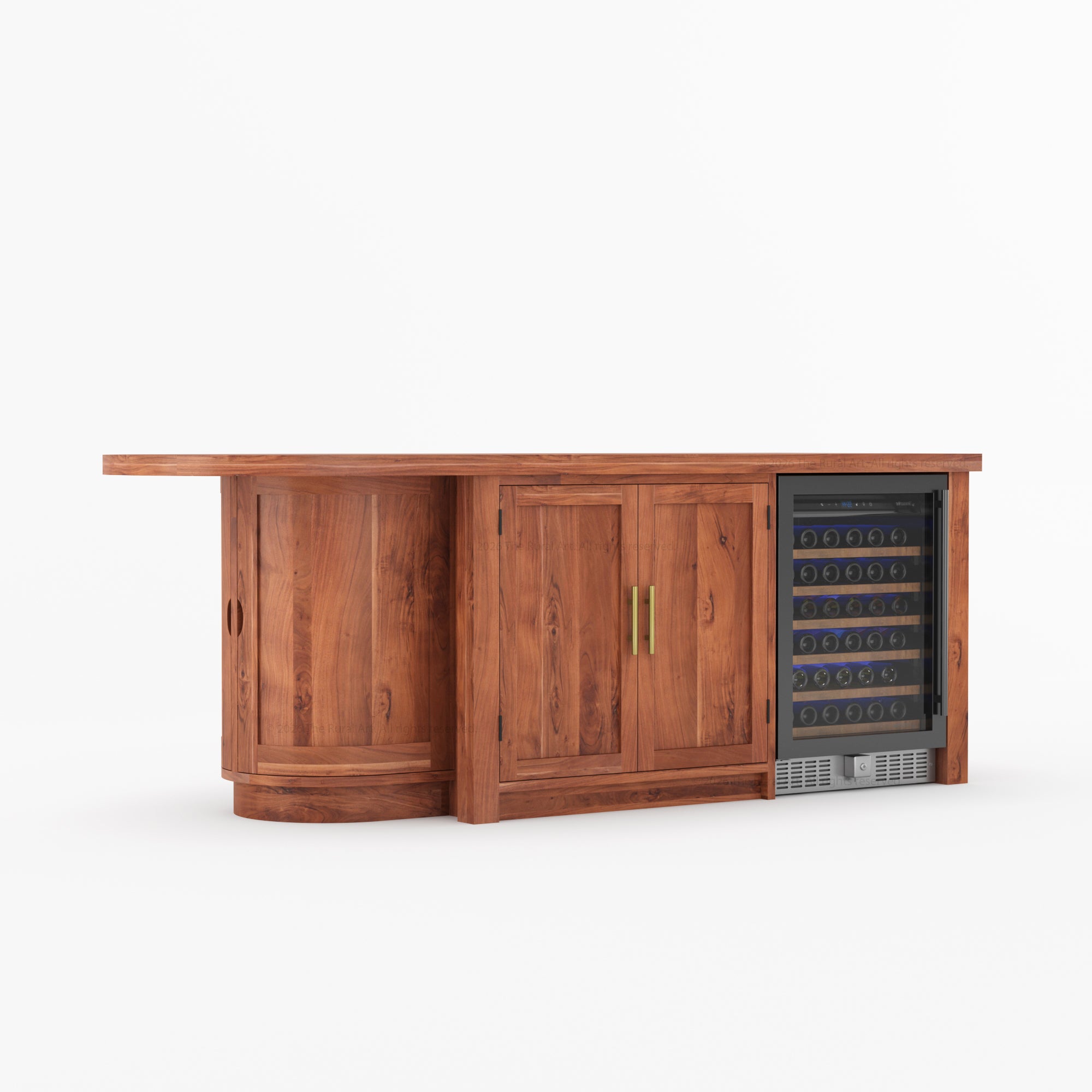 Danville Solid Wood Kitchen Island with Built-In Wine Cooler & Storage Cabinets