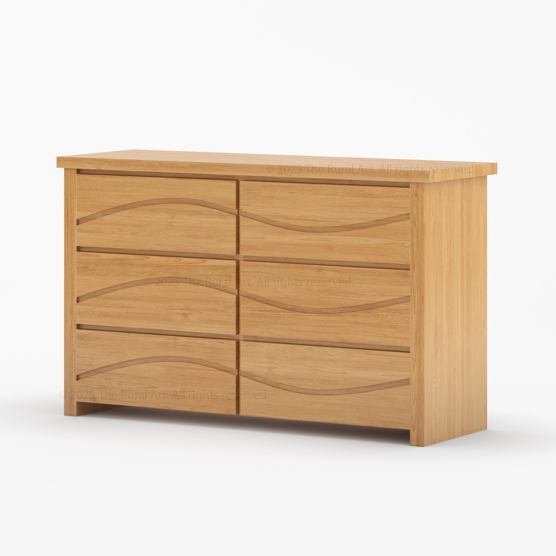 Seabrook Real Wood Drawer Dresser with Wave-Carved Fronts