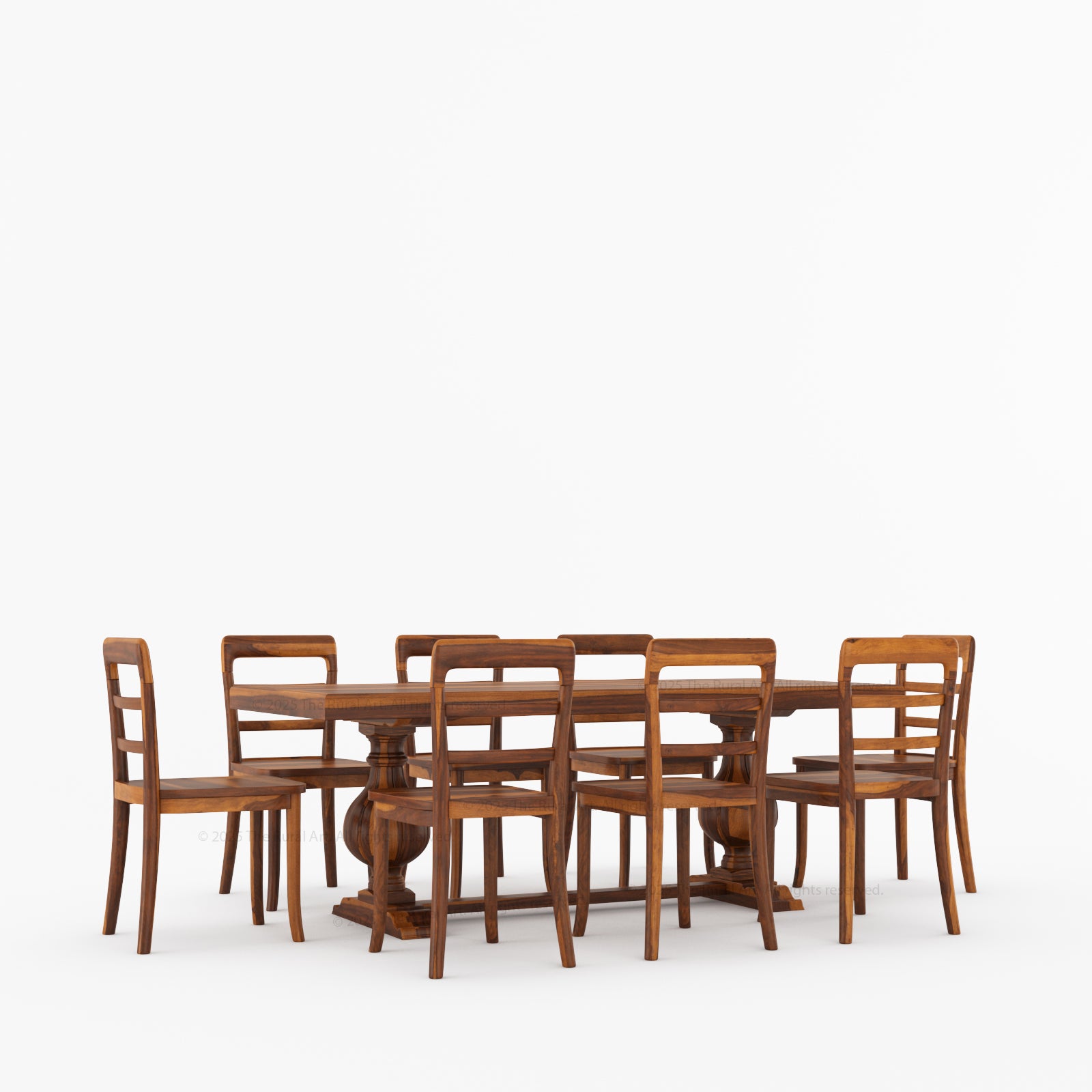 Manhattan Dual-Tone Solid Wood Pedestal Dining Table & Chair Set