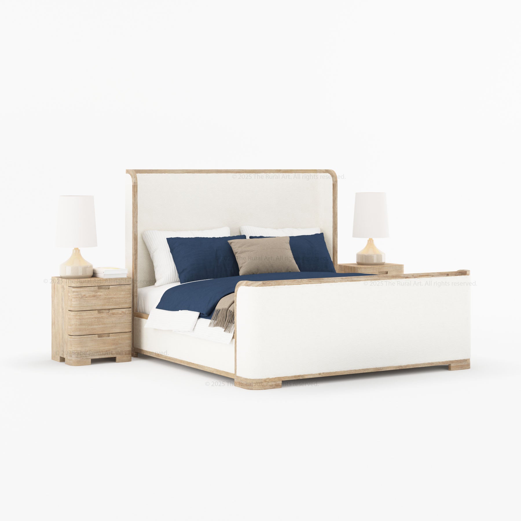 Beverly Shelter Platform Bed Upholstered Frame with Footboard
