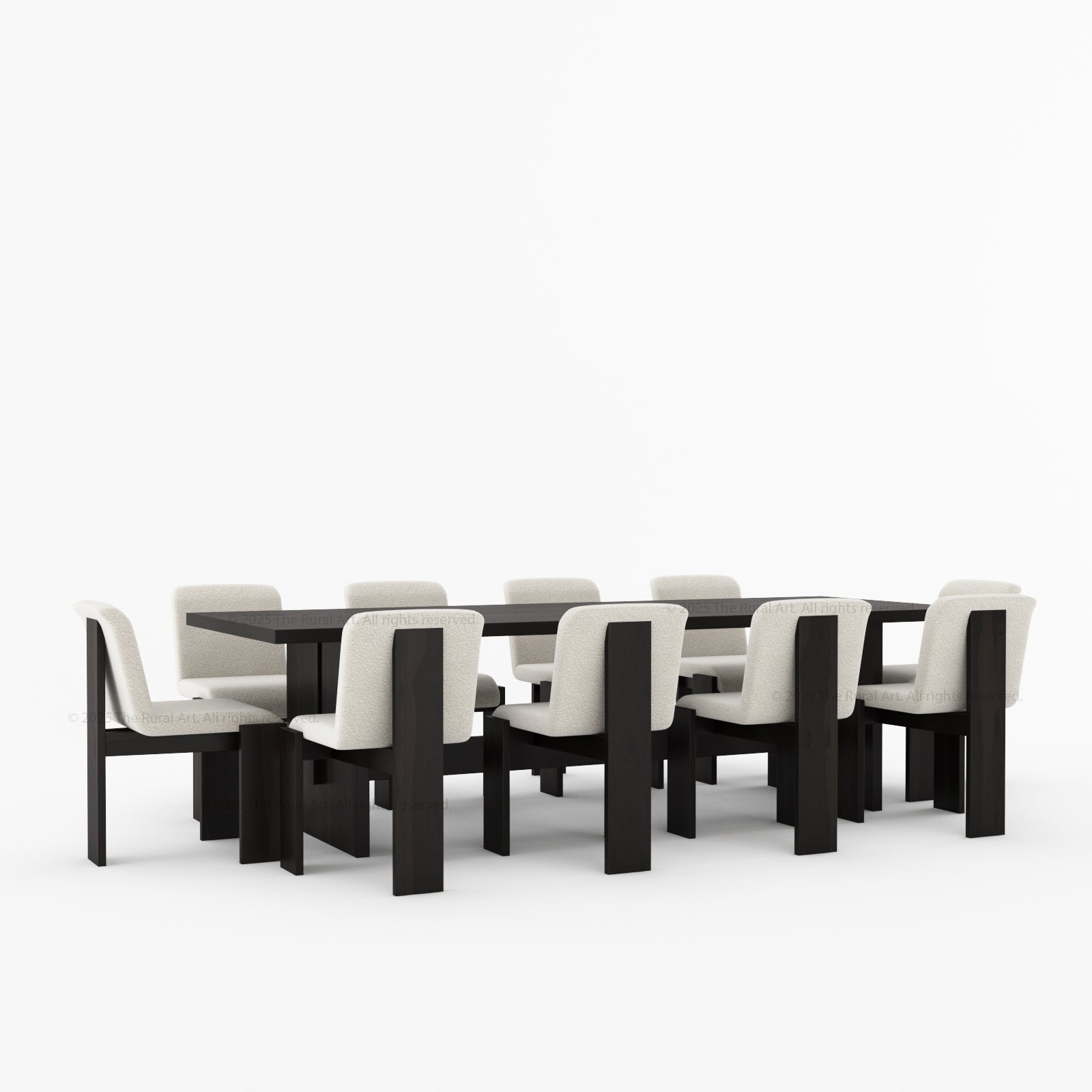 Marion Modern Slab-Leg Dining Table & Boucle Chair Set