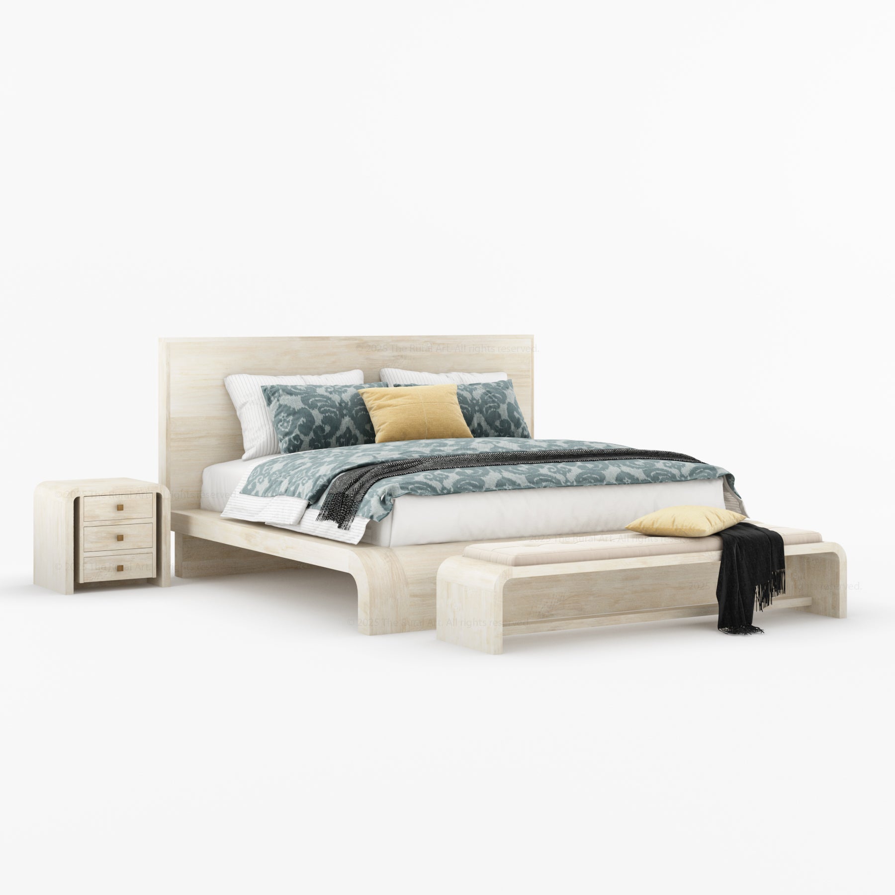 Stockton Solid Wood Curved Platform Bed