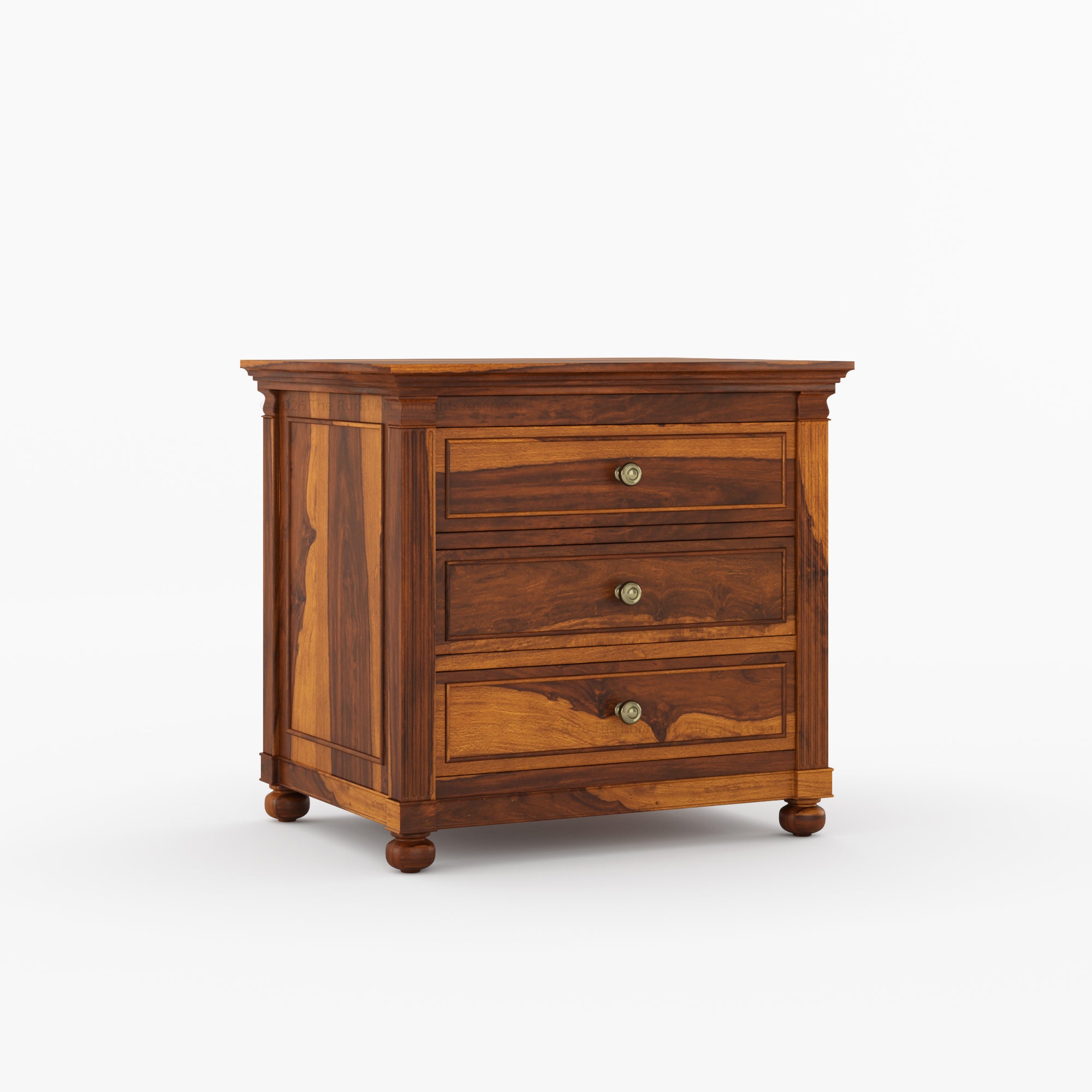 Kingman Grand Solid Wood Canopy Bed and Nightstand Set with Fluted Columns