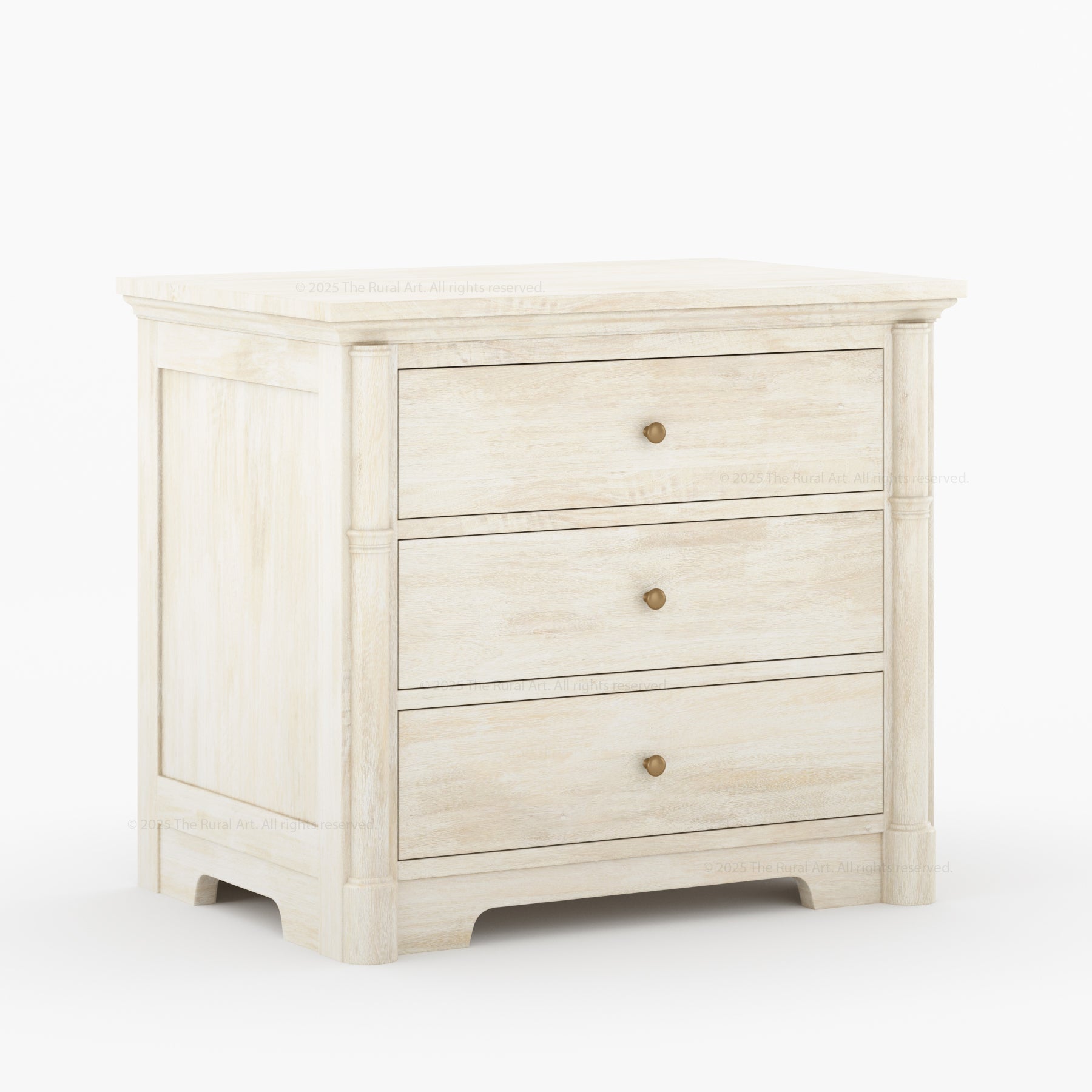 Abilene Solid Wood Three-Drawer Large Nightstand