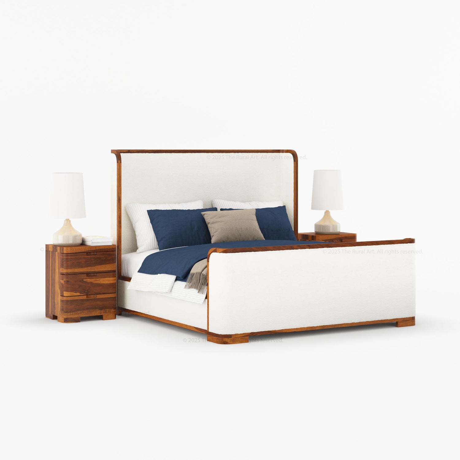 Beverly Shelter Platform Bed Upholstered Frame with Footboard