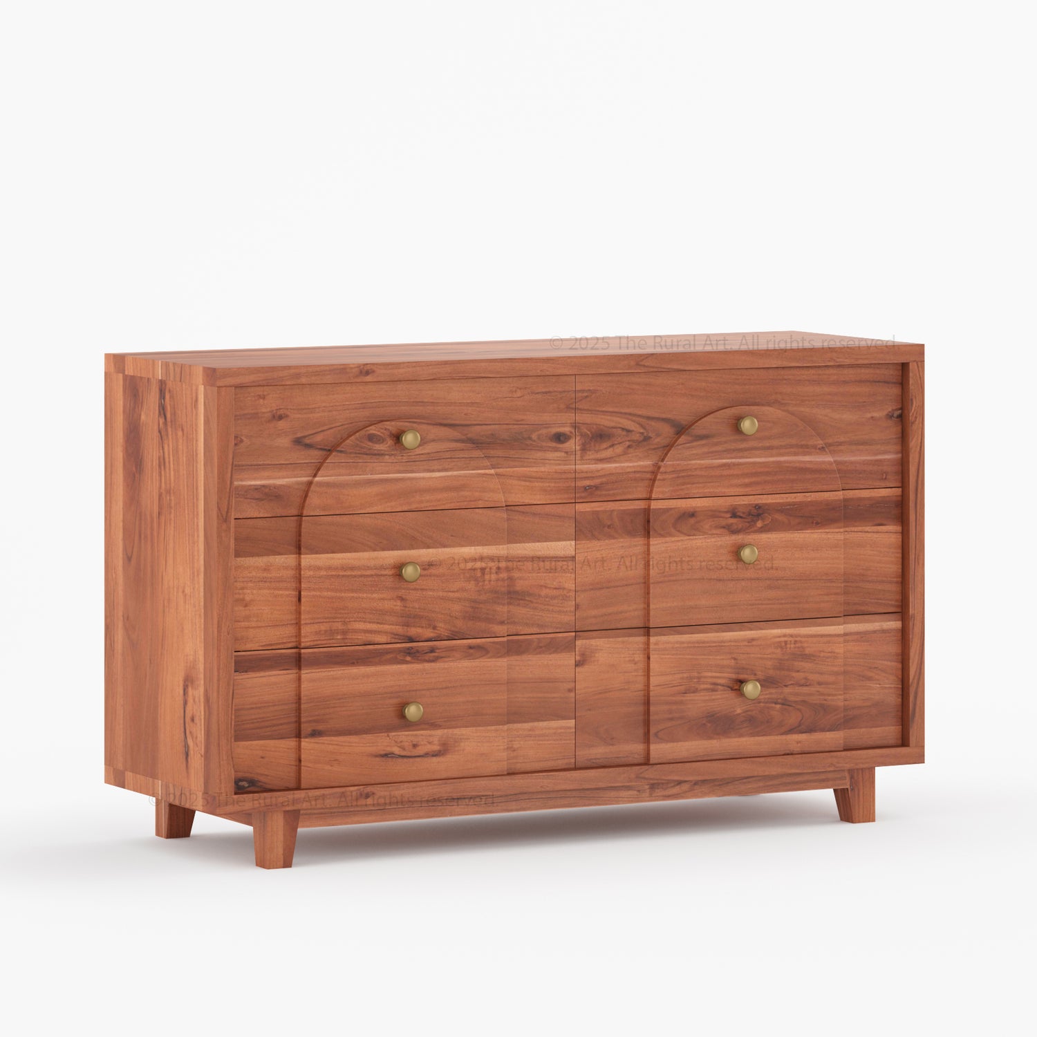Livingston Solid Wood Dresser with Arched Front & Brass Knobs