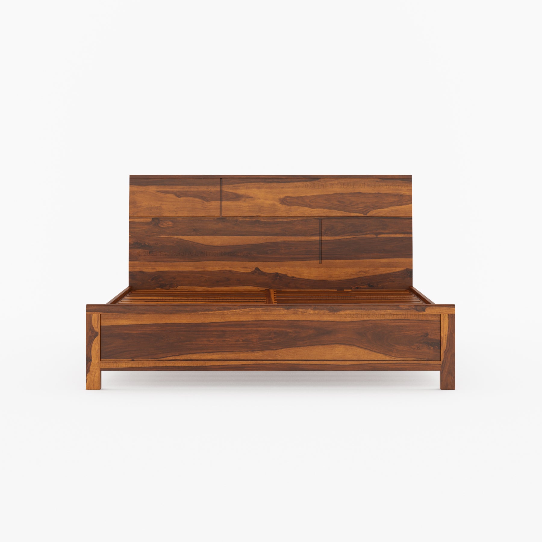 Princeton Solid Wood Platform Bed with Geometric Headboard Design