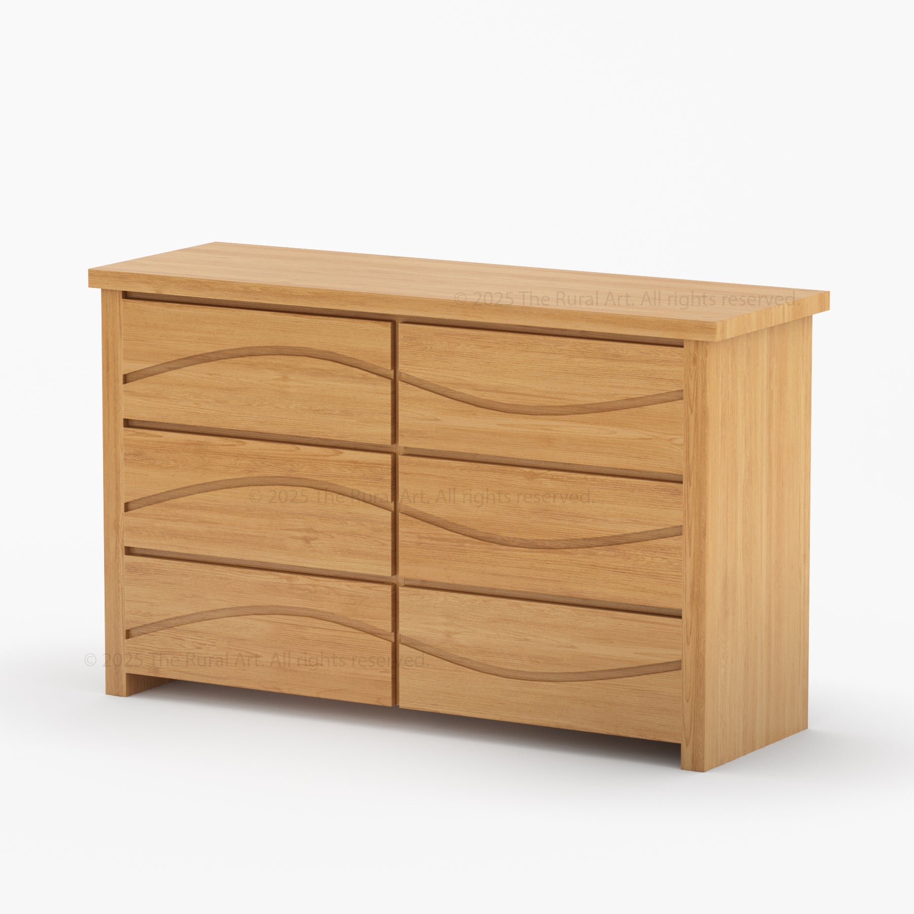 Seabrook Real Wood Drawer Dresser with Wave-Carved Fronts
