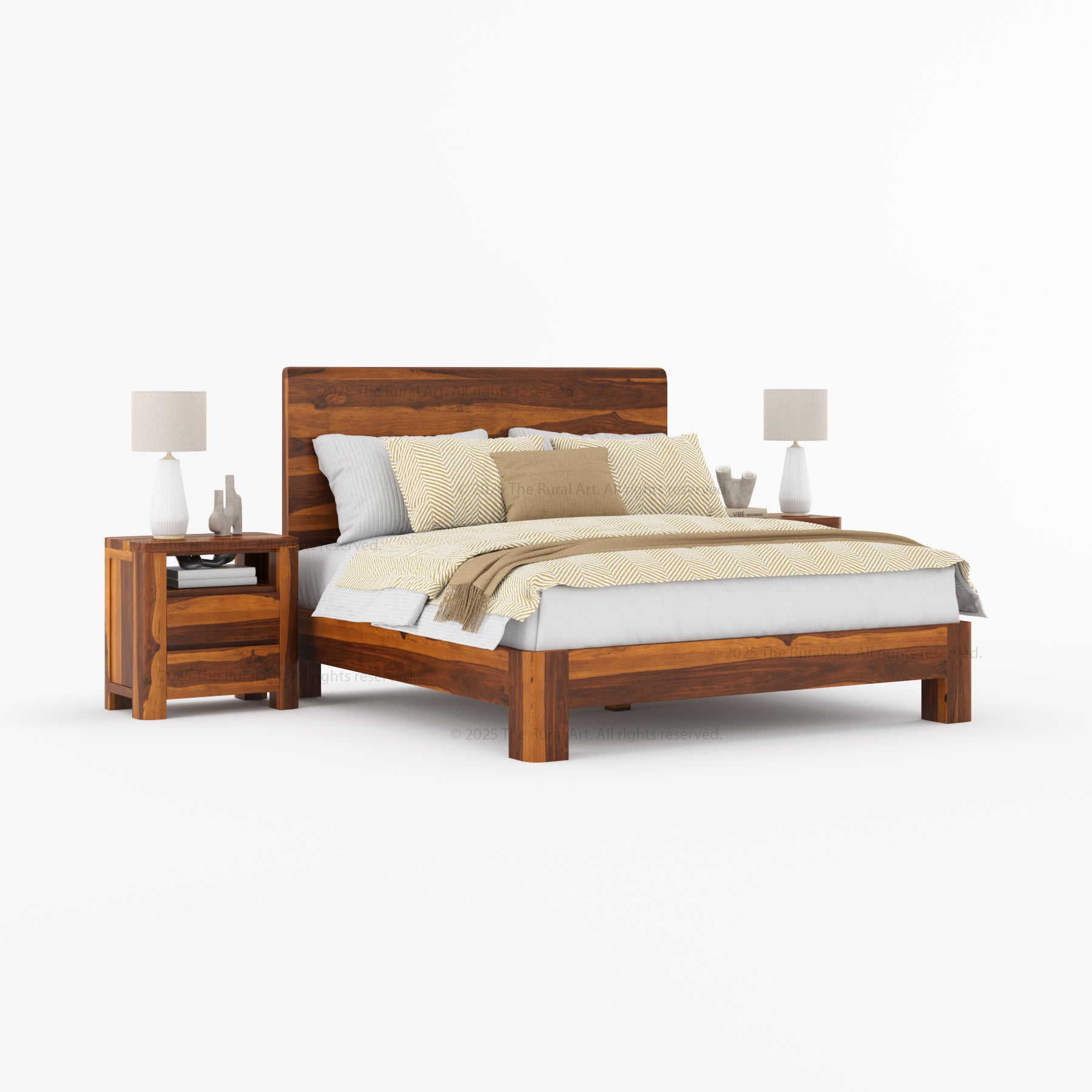 Solid Wood Bed with matching nightstands