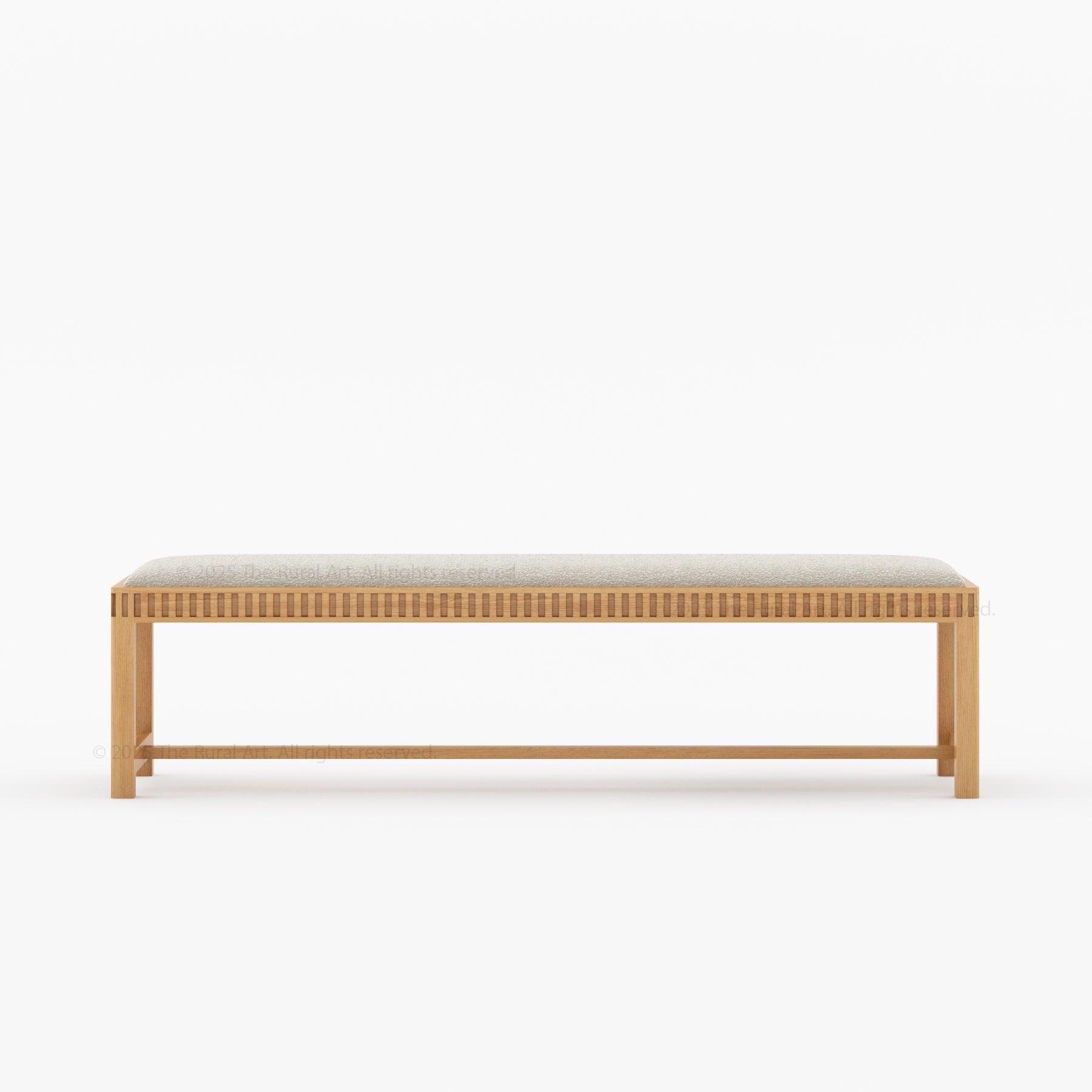 Lewes Fluted Wood Bench | Upholstered Bedroom Bench in Solid Wood Frame