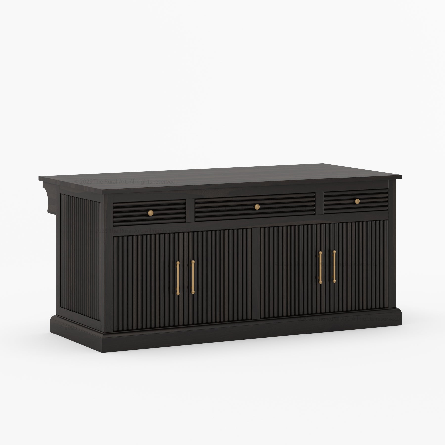 Sonoma Solid Wood Kitchen Island with Fluted Panel