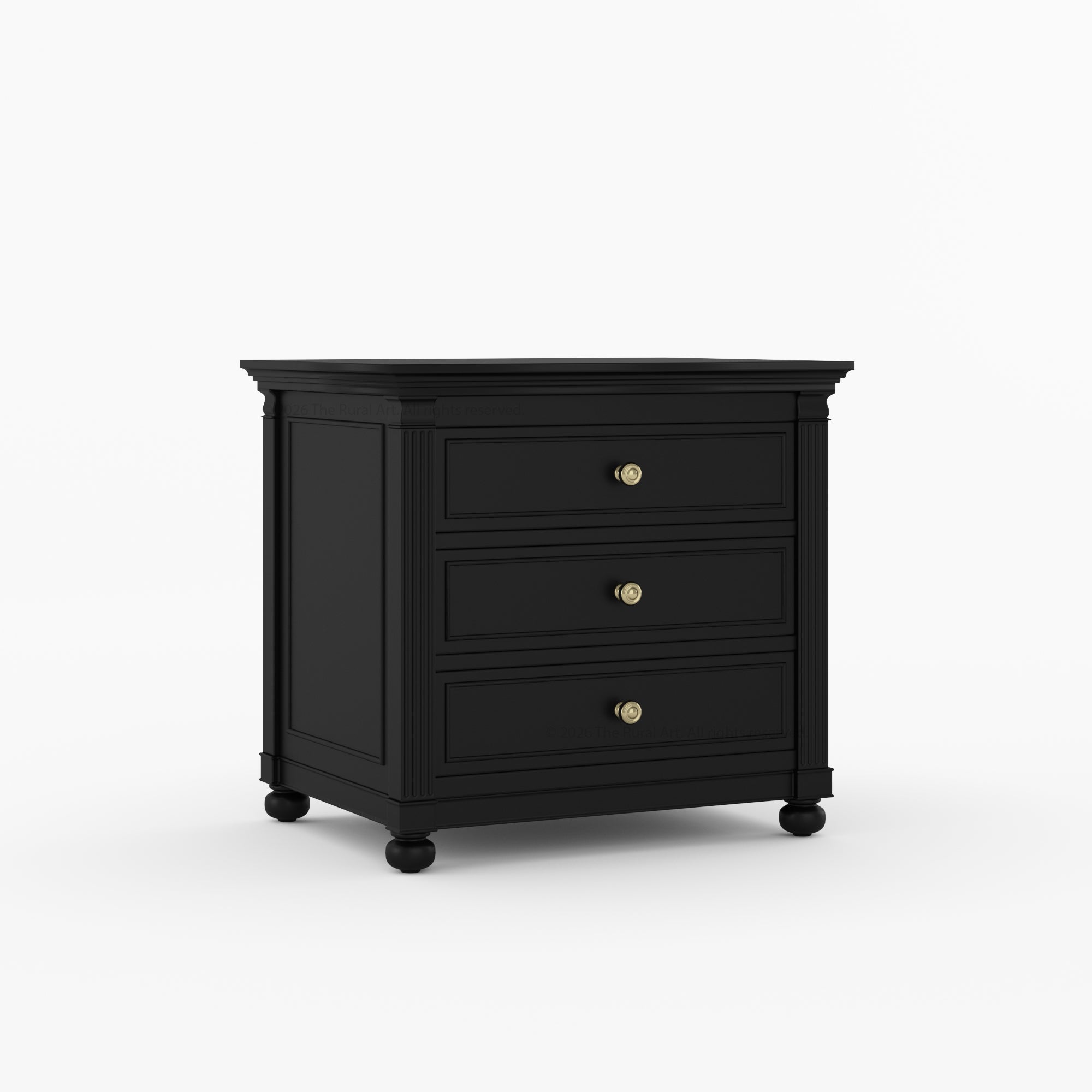 Kingman Grand Solid Wood Canopy Bed and Nightstand Set with Fluted Columns