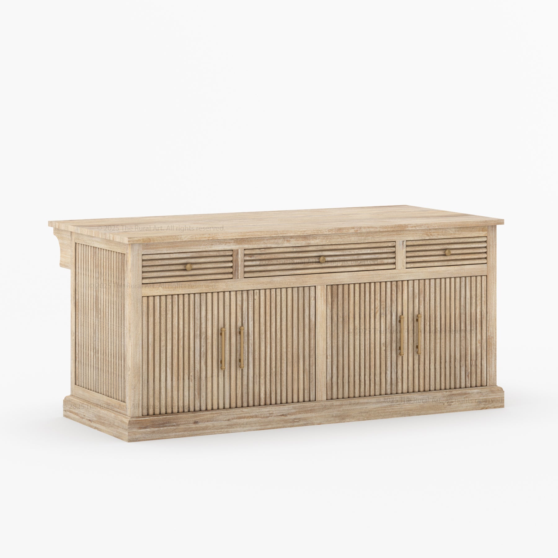 Sonoma Solid Wood Kitchen Island with Fluted Panel