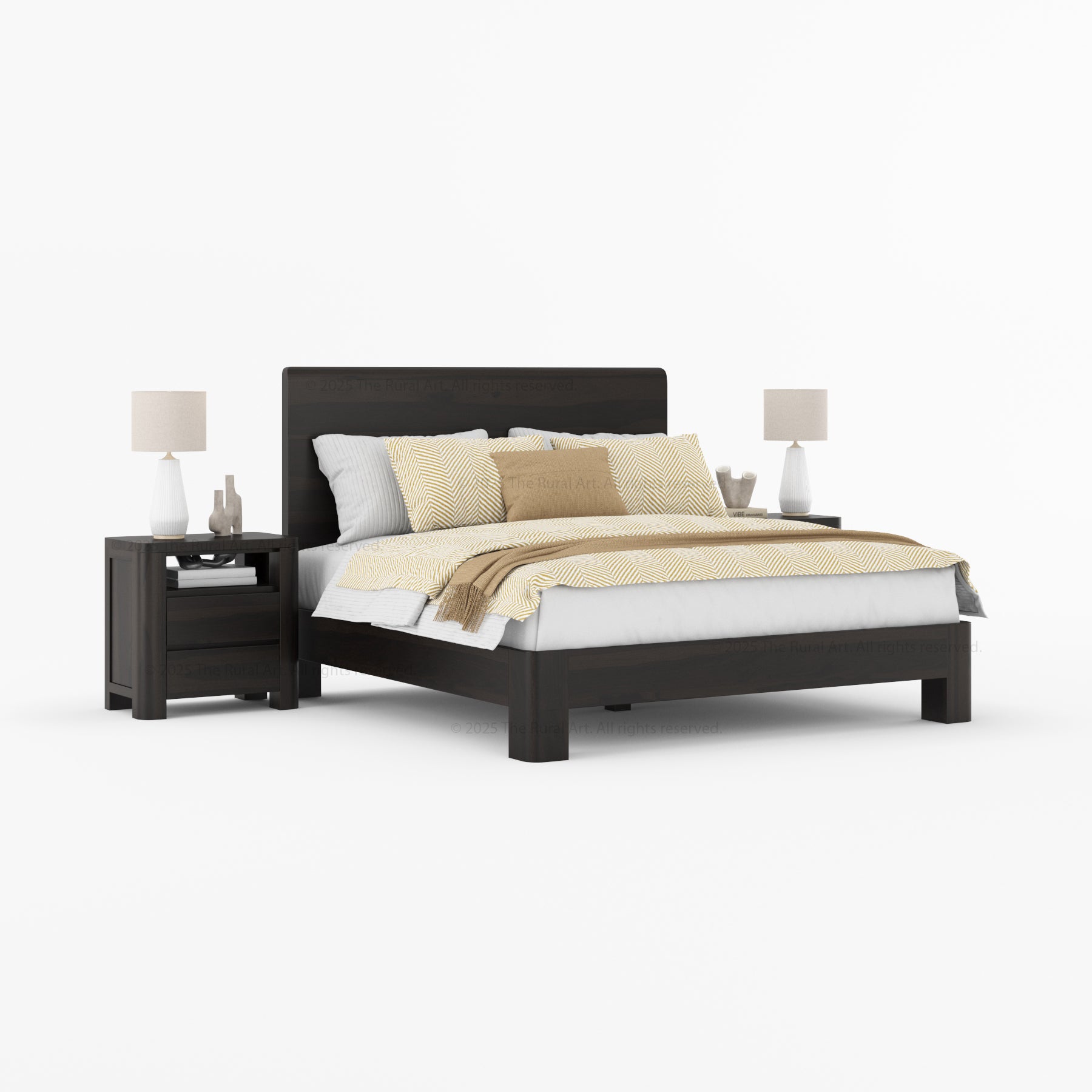 Bedroom set with a bed & nightstands