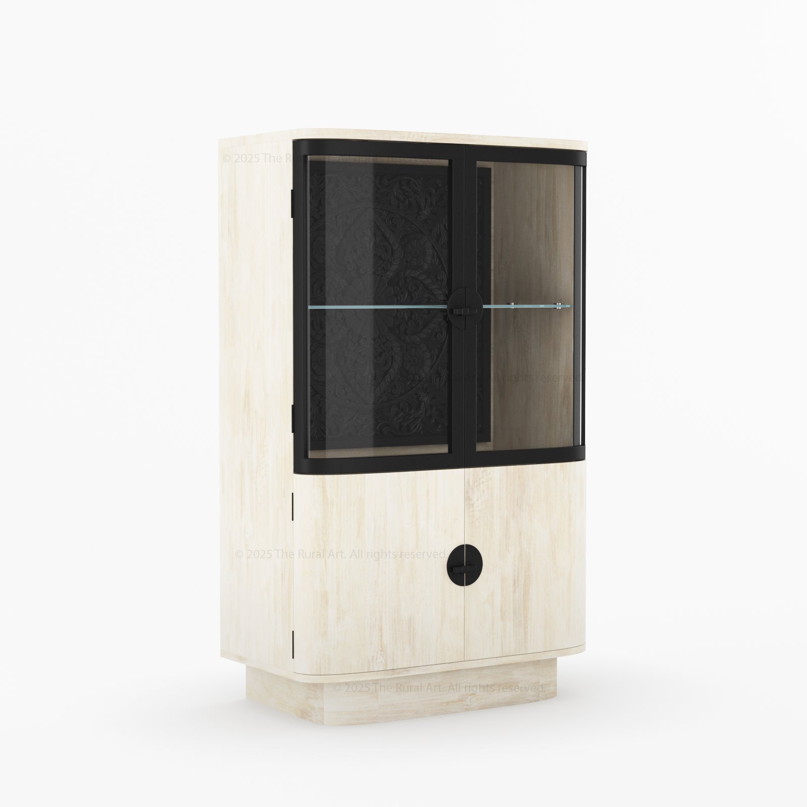 Woodinville Carved Bar Cabinet with Display Rack