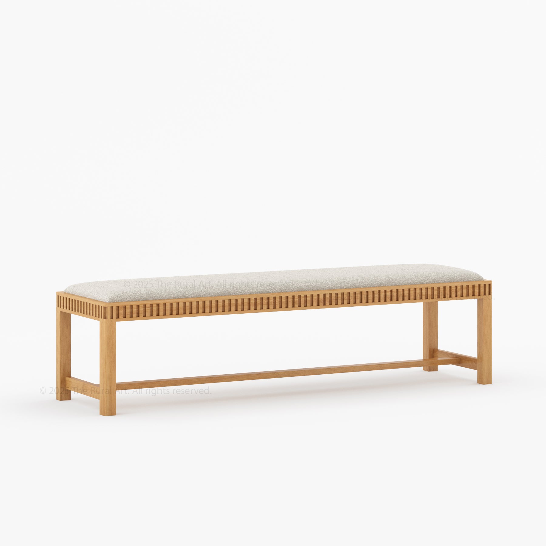 Lewes Fluted Wood Bench | Upholstered Bedroom Bench in Solid Wood Frame
