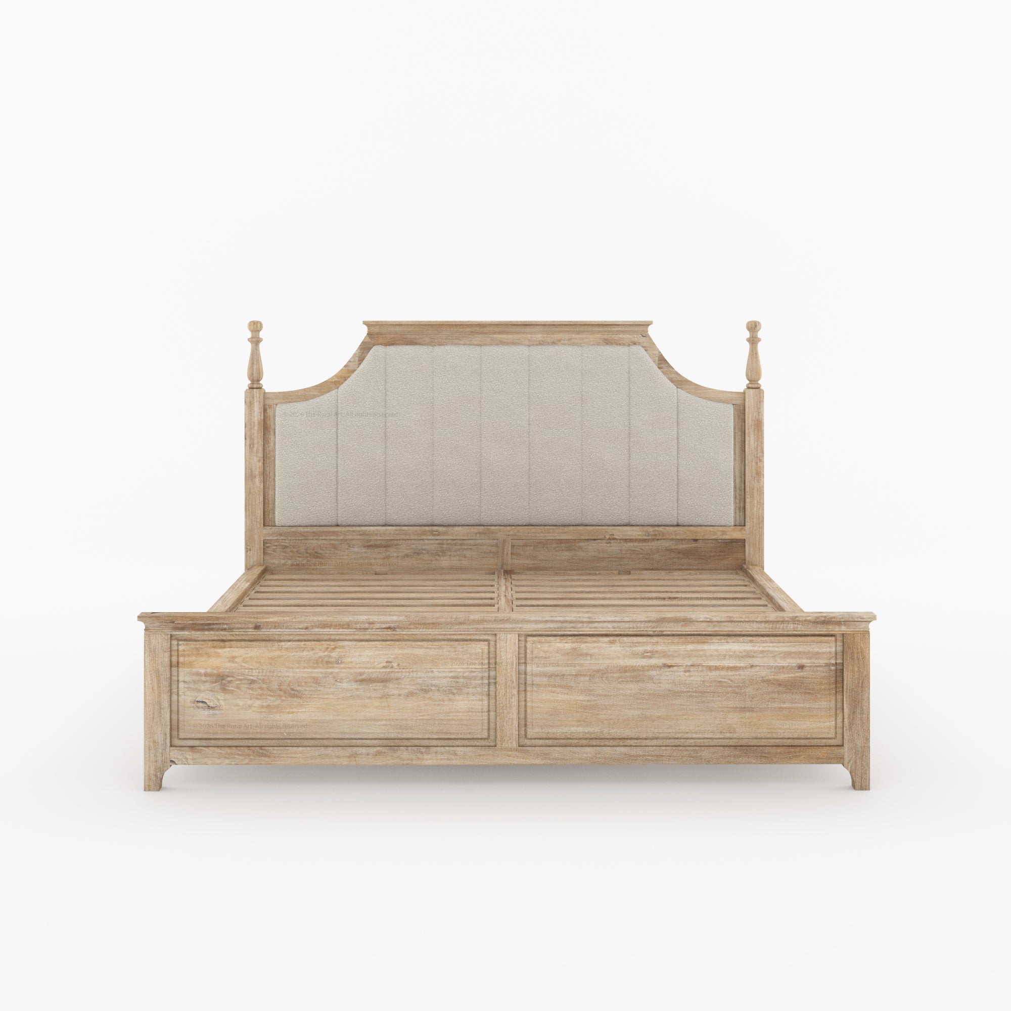 Anniston Solid Wood Bed with Upholstered Headboard