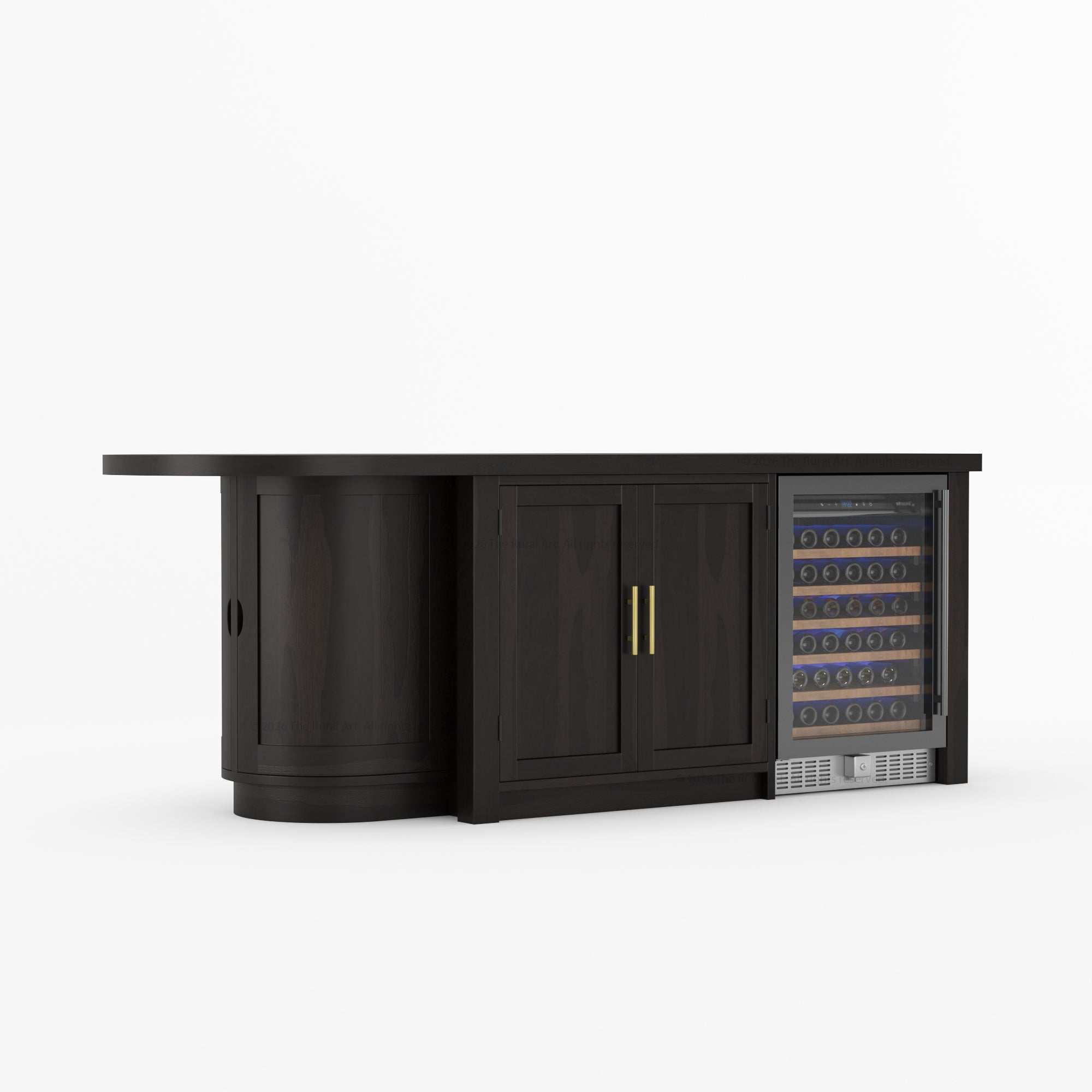 Danville Solid Wood Kitchen Island with Built-In Wine Cooler & Storage Cabinets