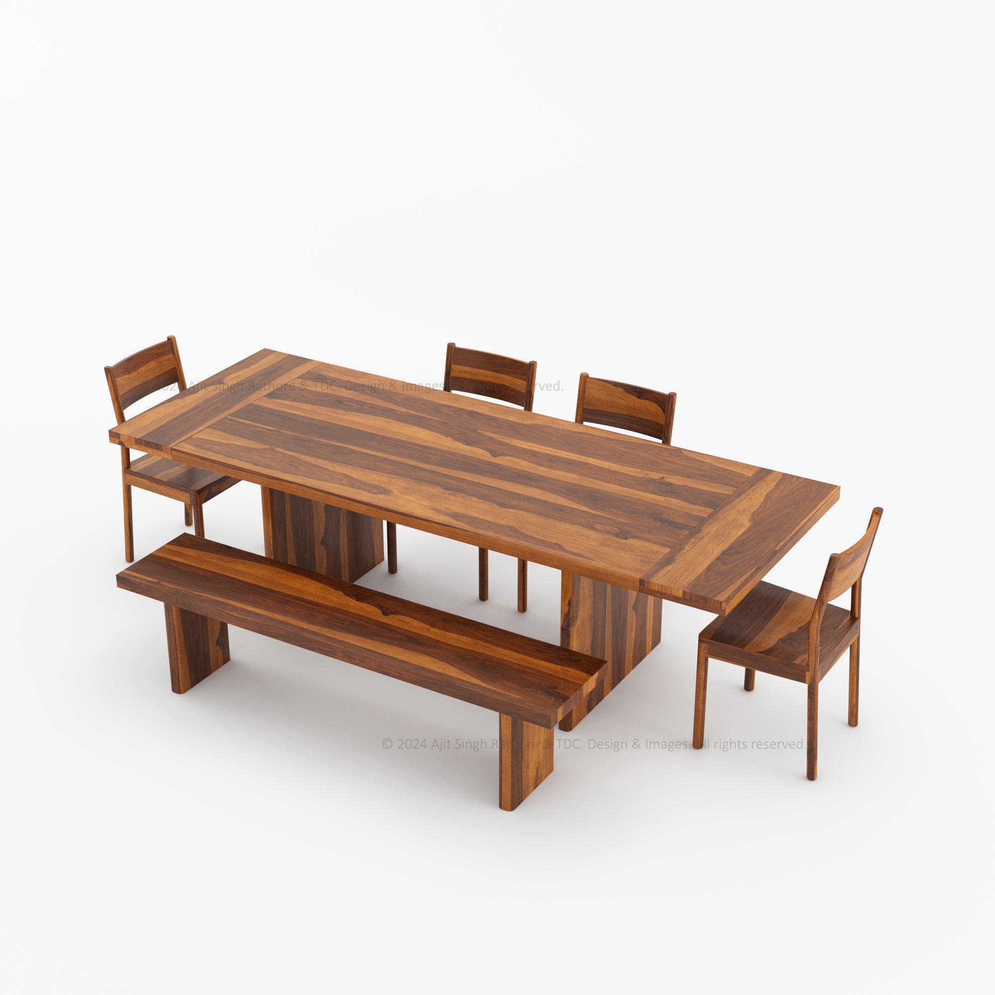Charlotte Rustic Solid Wood Dining Table and Chair Set