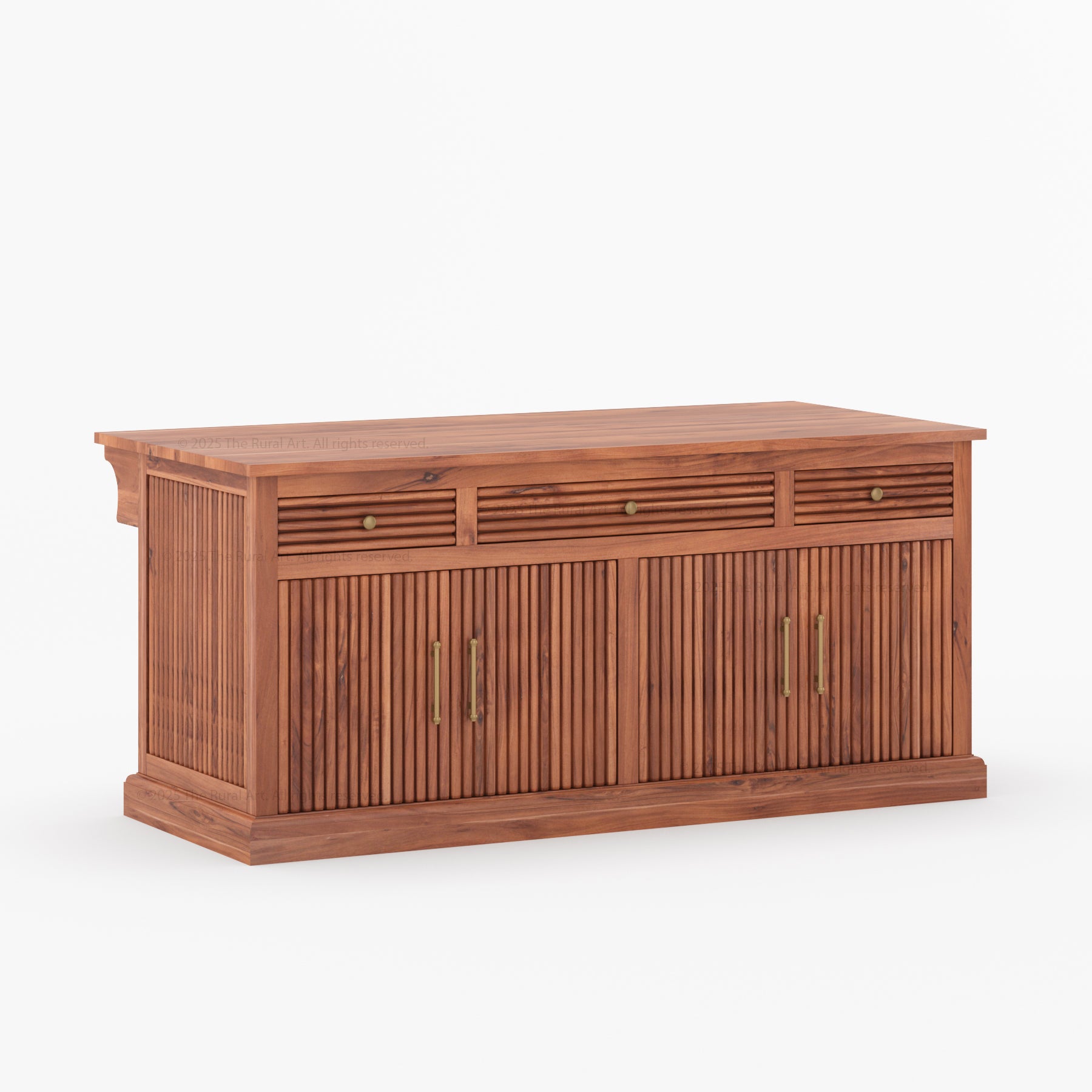Sonoma Solid Wood Kitchen Island with Fluted Panel