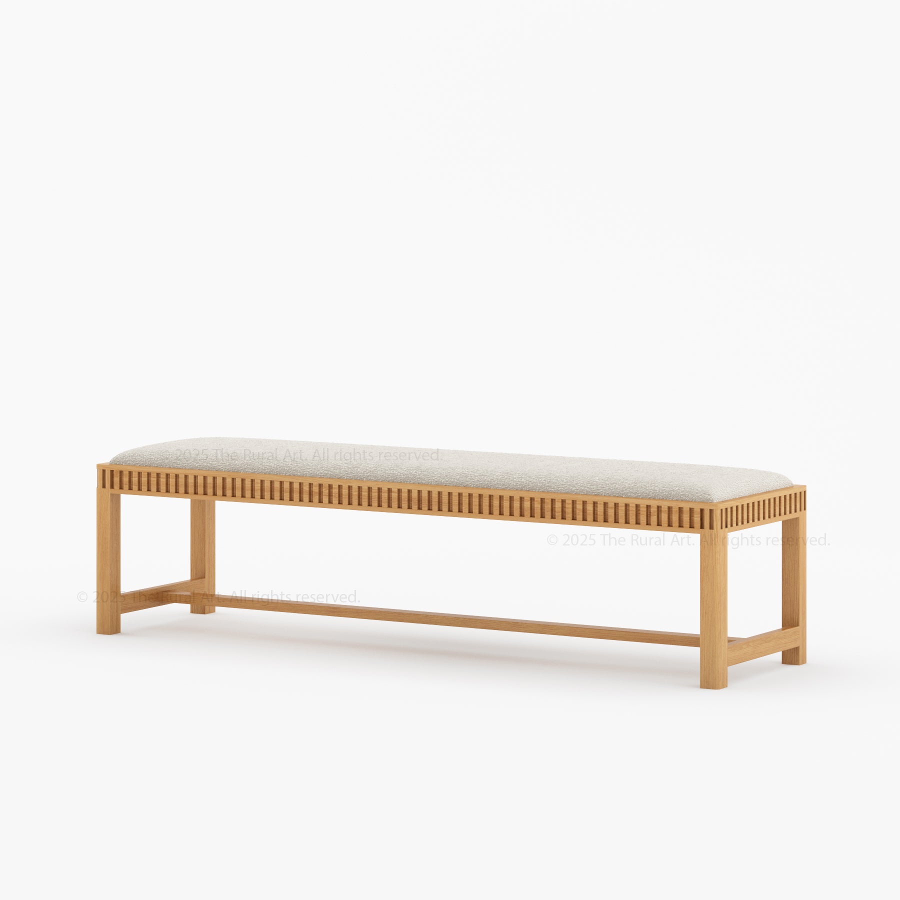 Lewes Fluted Wood Bench | Upholstered Bedroom Bench in Solid Wood Frame