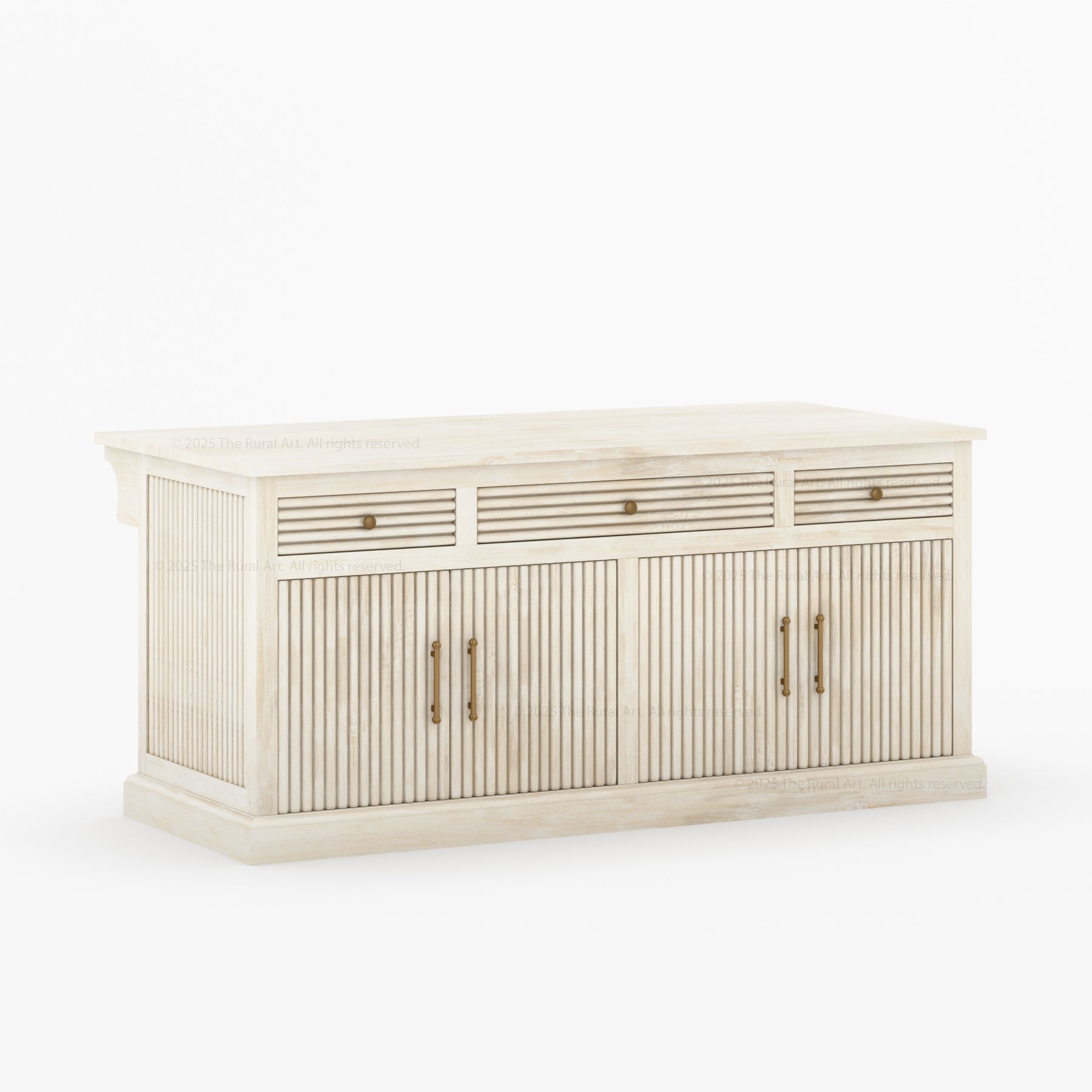 Sonoma Solid Wood Kitchen Island with Fluted Panel