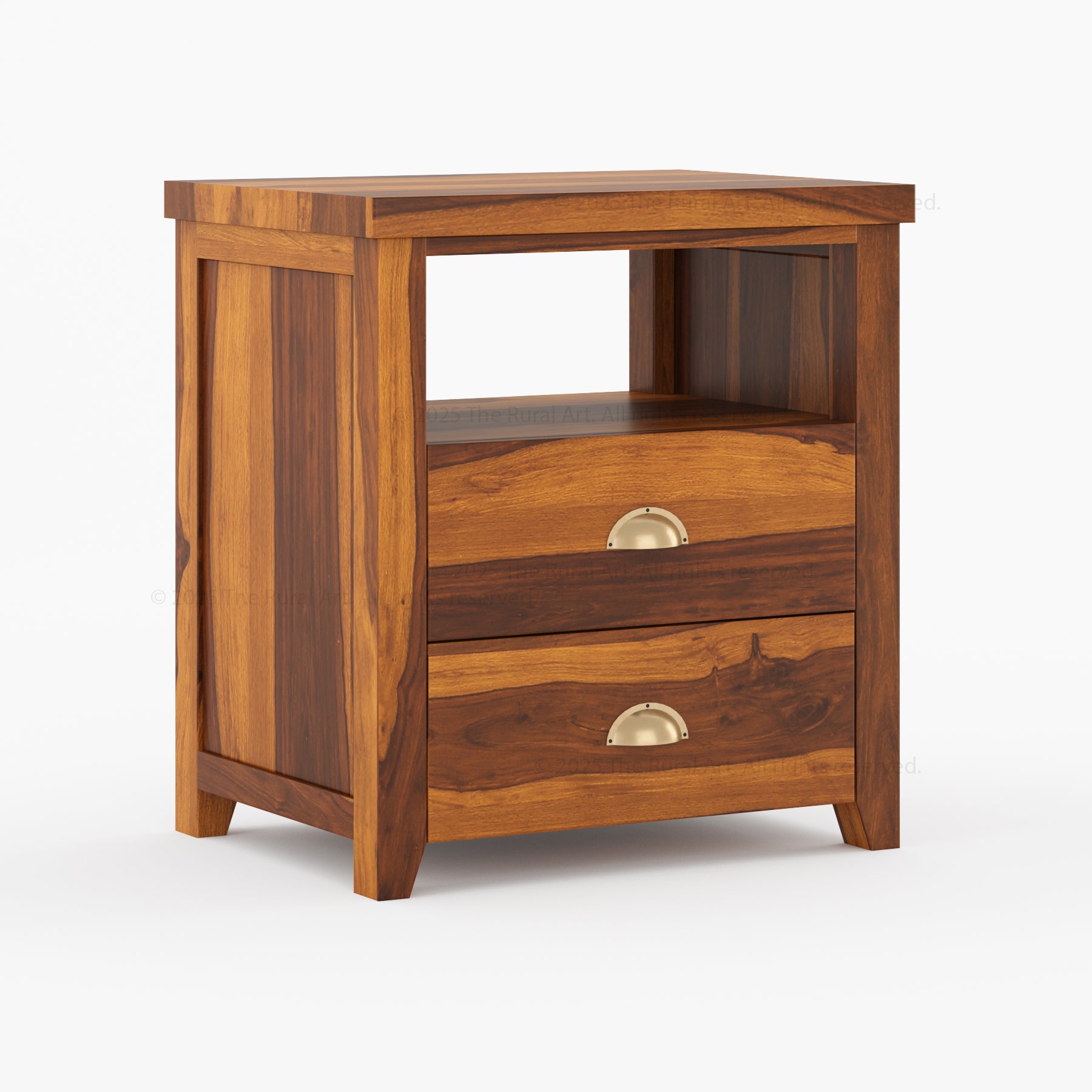 Baytown Solid Wood Nightstand with Drawer and Open Shelf