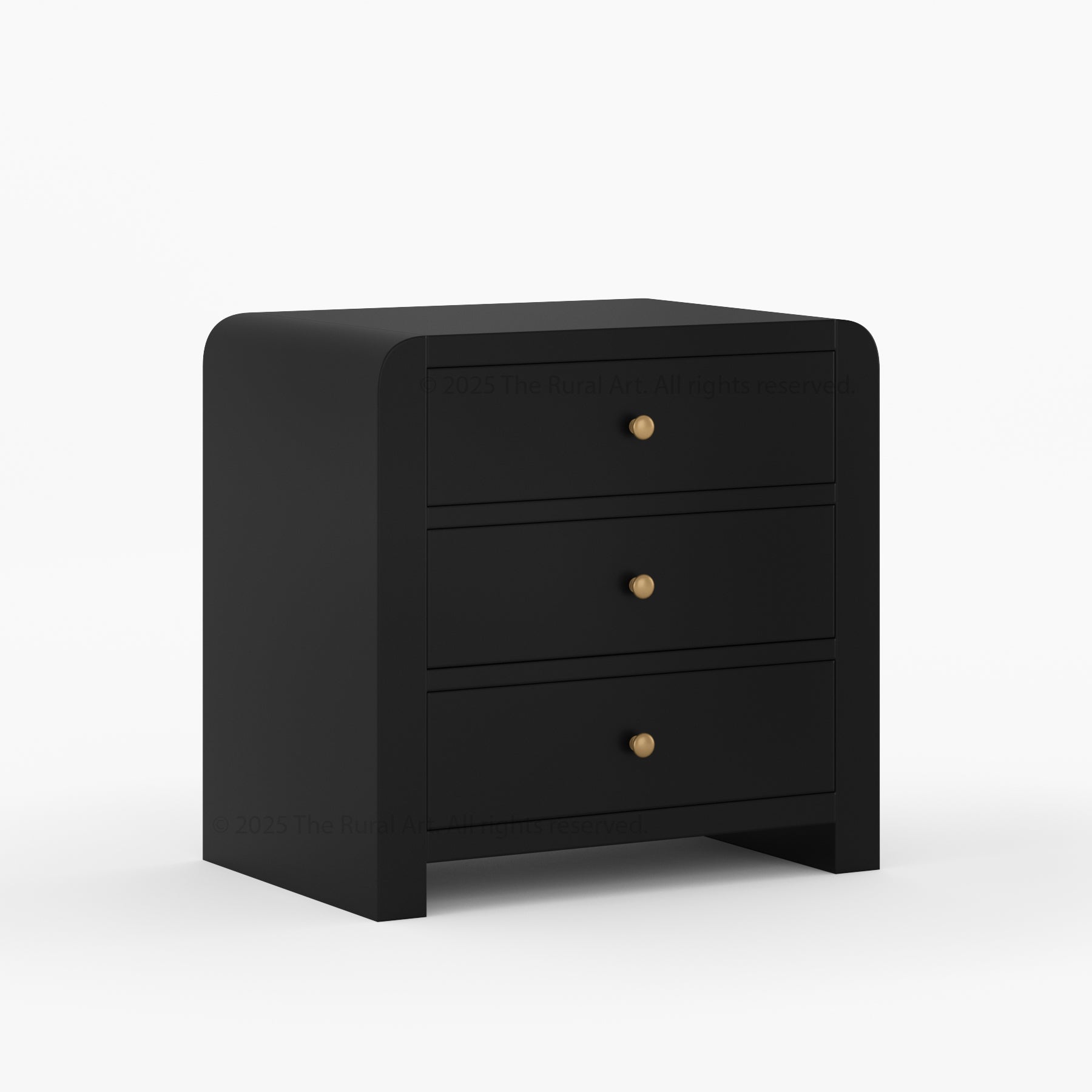 Garland Solid Wood 3-Drawer Nightstand Modern Rounded Edge Bedside