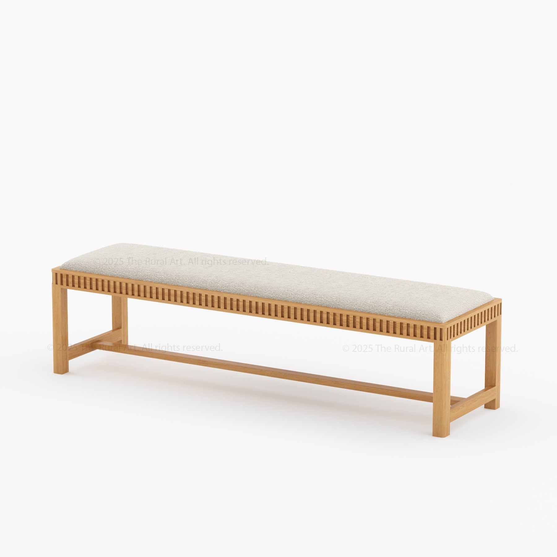 Lewes Fluted Wood Bench | Upholstered Bedroom Bench in Solid Wood Frame