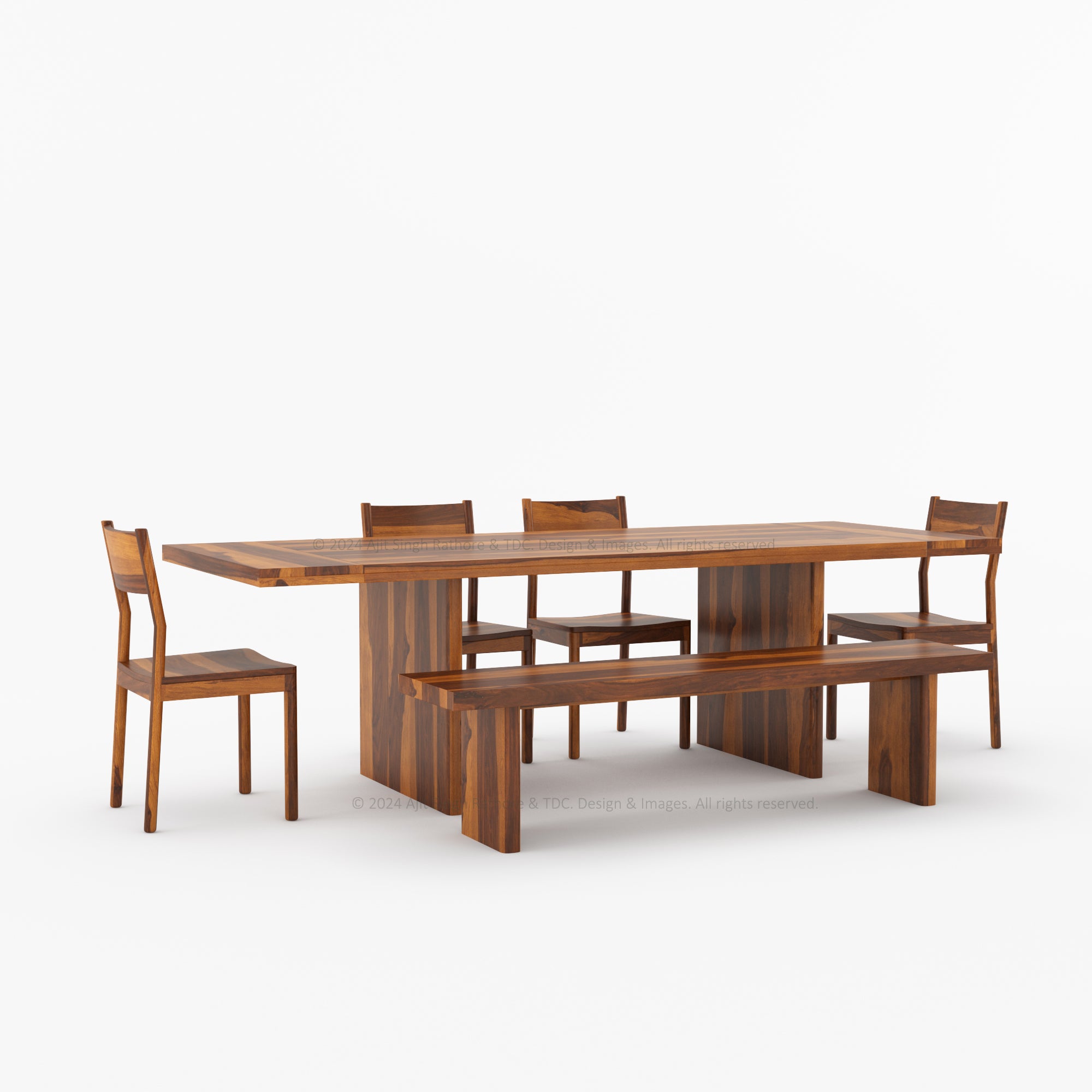 Charlotte Rustic Solid Wood Dining Table and Chair Set