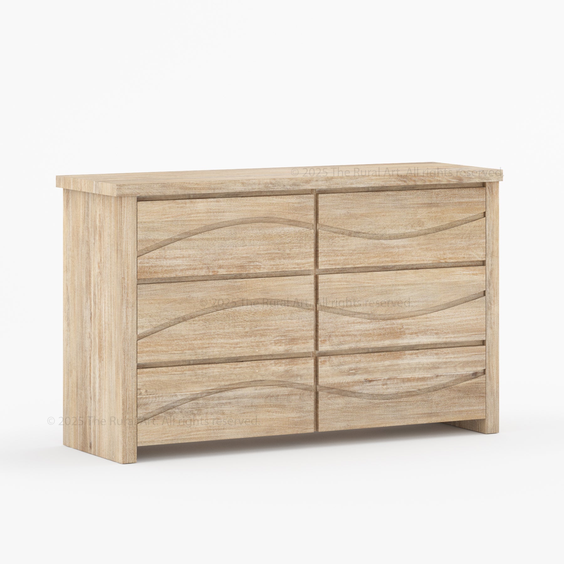 Seabrook Real Wood Drawer Dresser with Wave-Carved Fronts