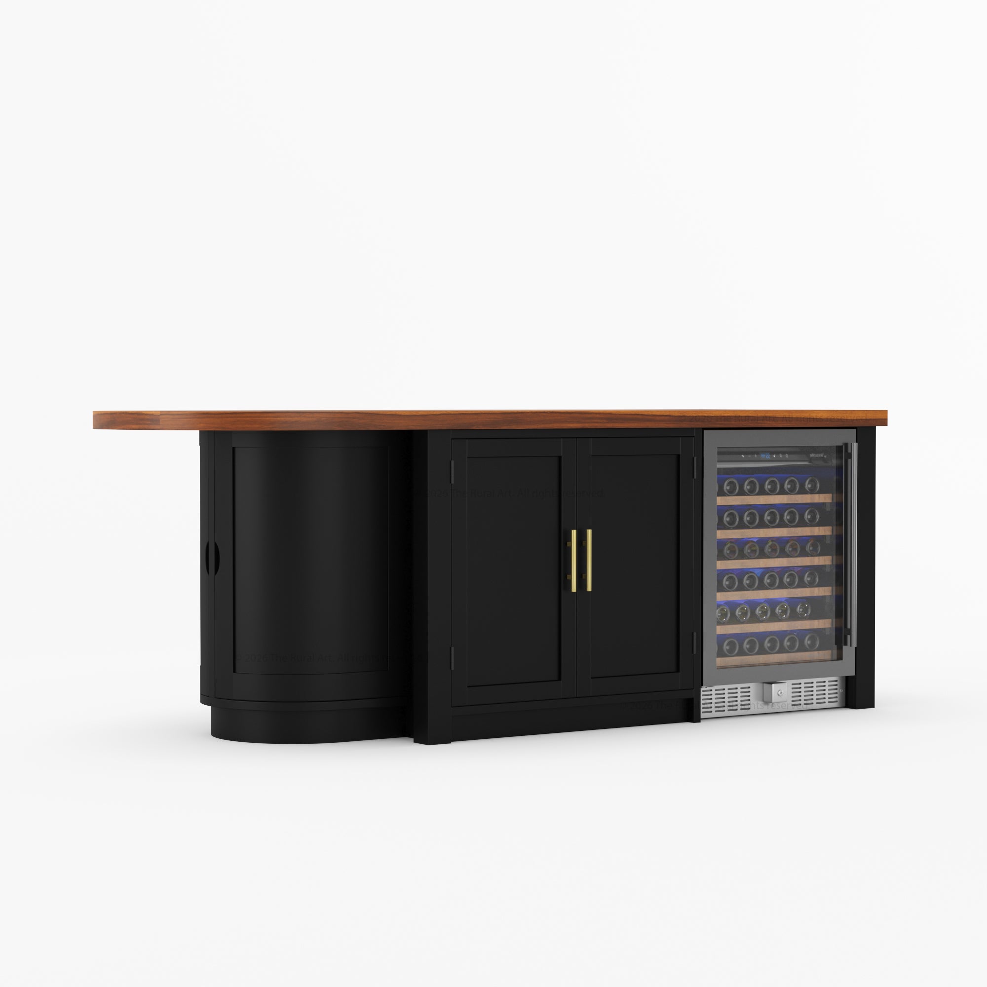 Danville Solid Wood Kitchen Island with Built-In Wine Cooler & Storage Cabinets
