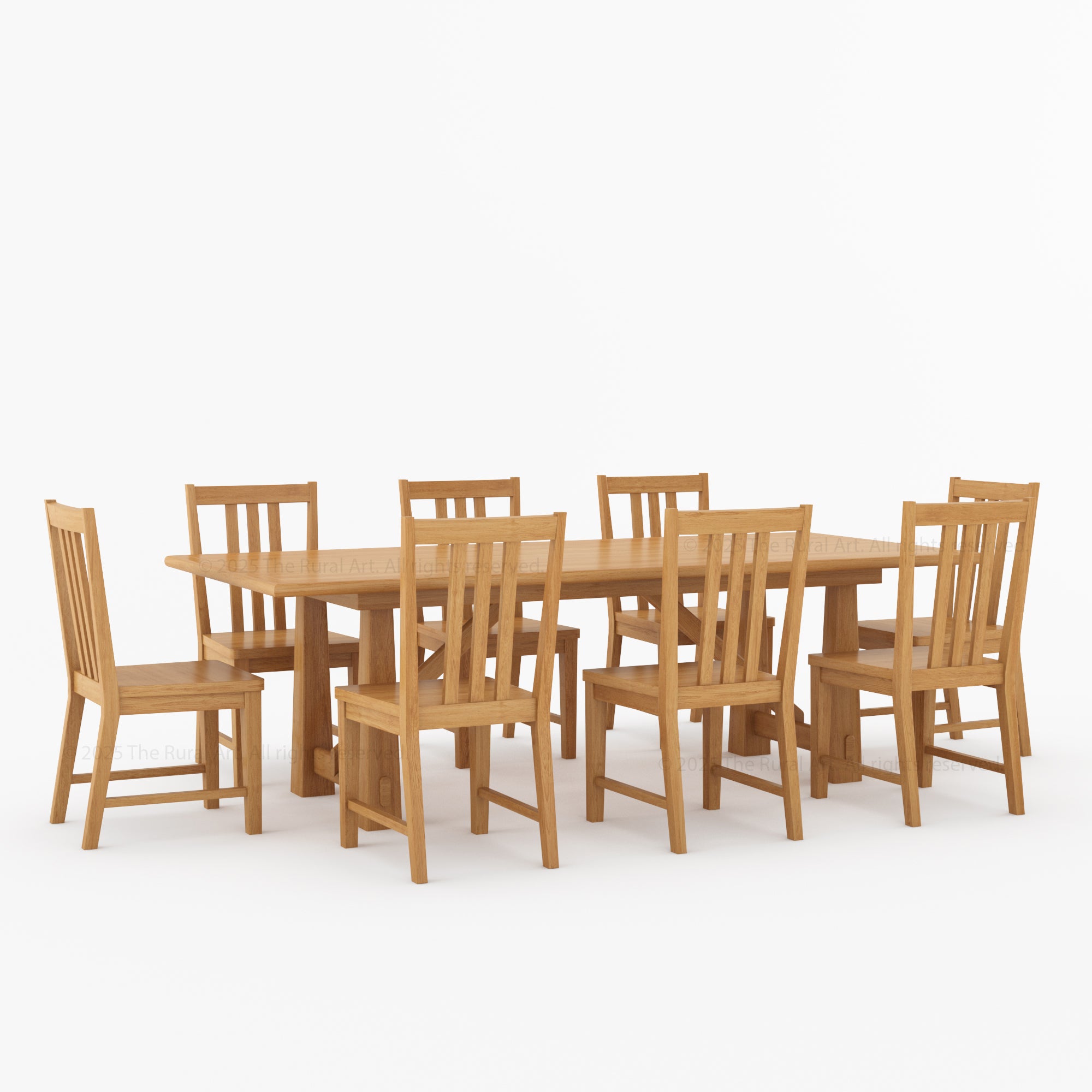 Shelbyville Solid Wood Farmhouse Dining Table & Slatted-Back Chair Set