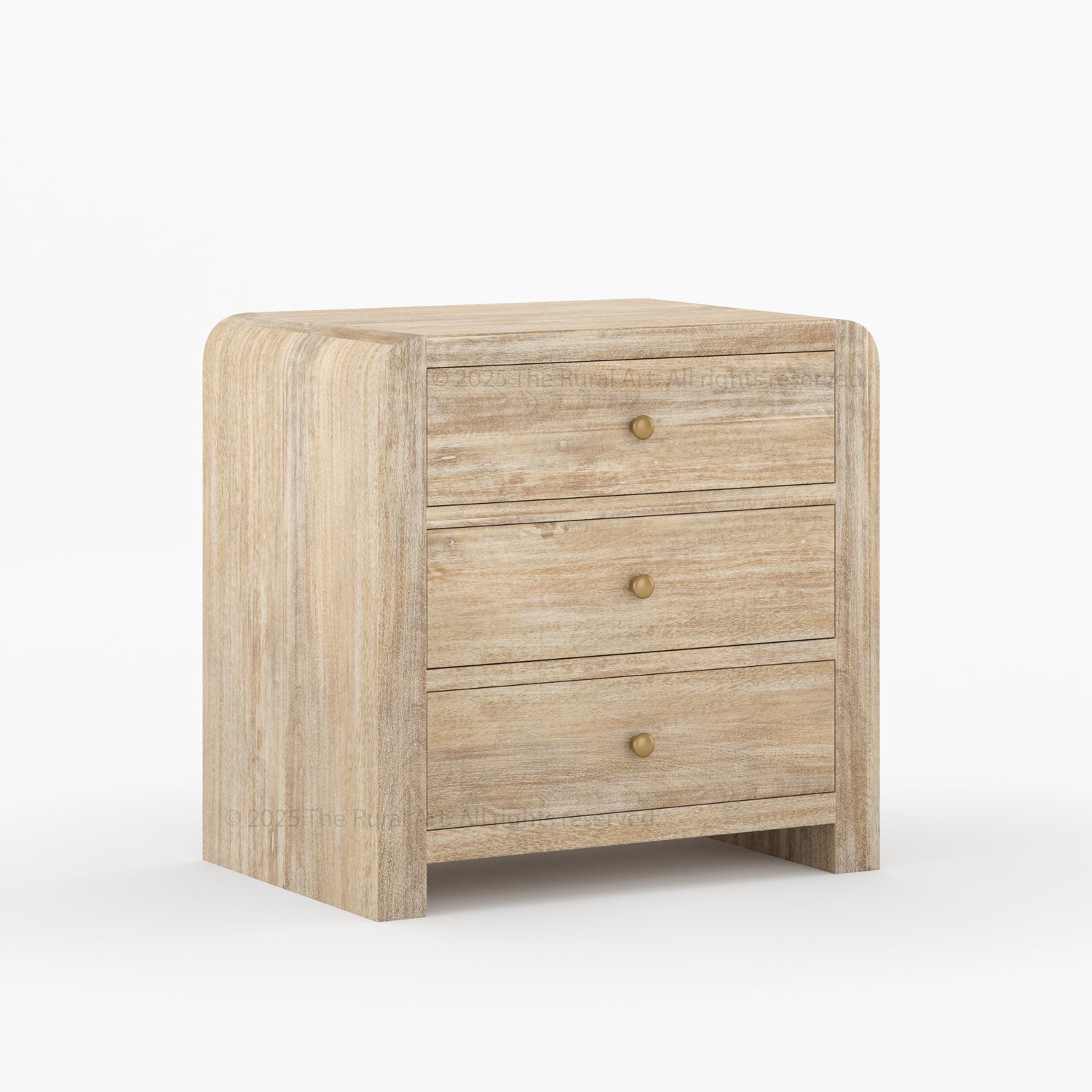 Garland Solid Wood 3-Drawer Nightstand Modern Rounded Edge Bedside