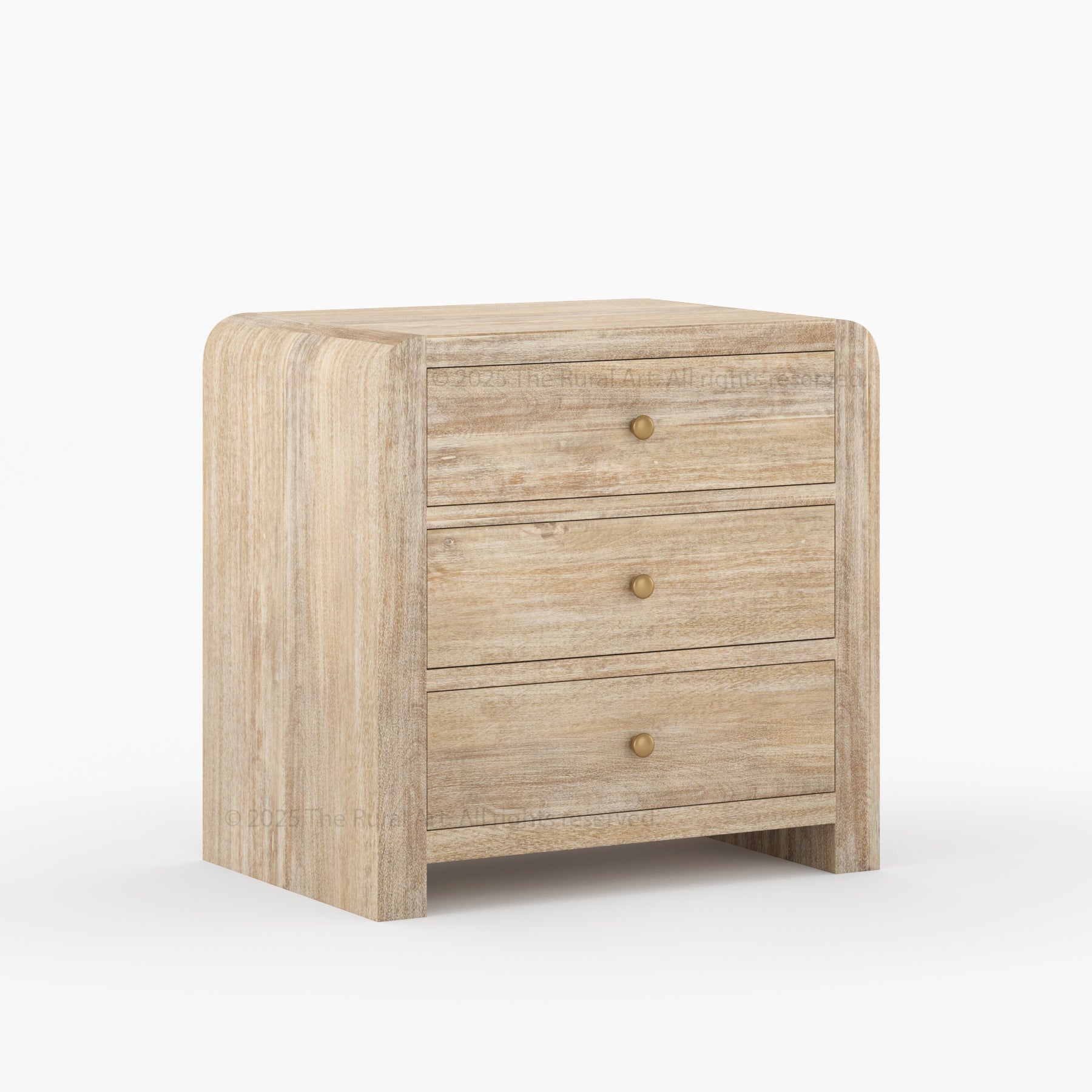 Garland Solid Wood 3-Drawer Nightstand Modern Rounded Edge Bedside