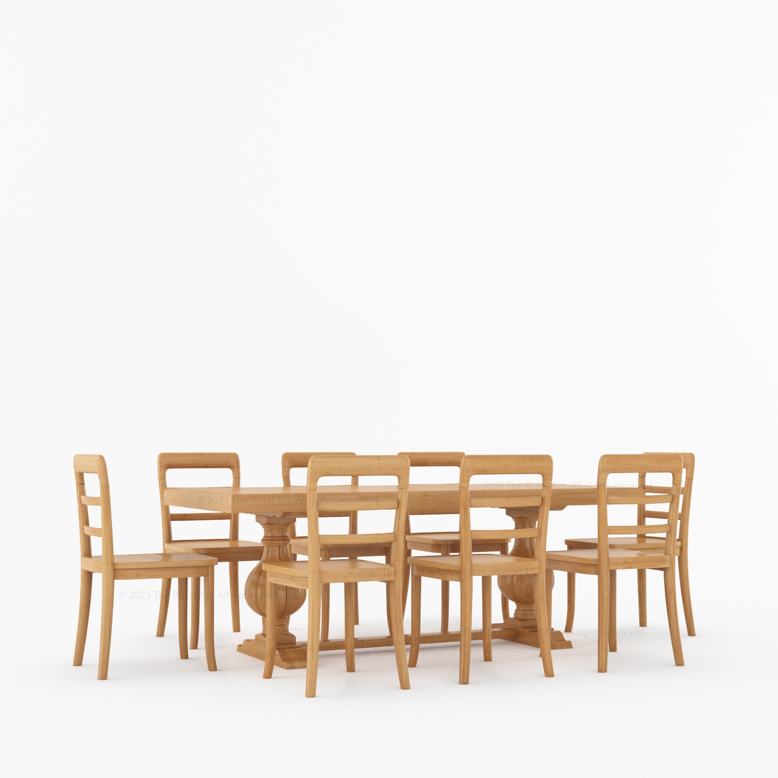 Manhattan Dual-Tone Solid Wood Pedestal Dining Table & Chair Set