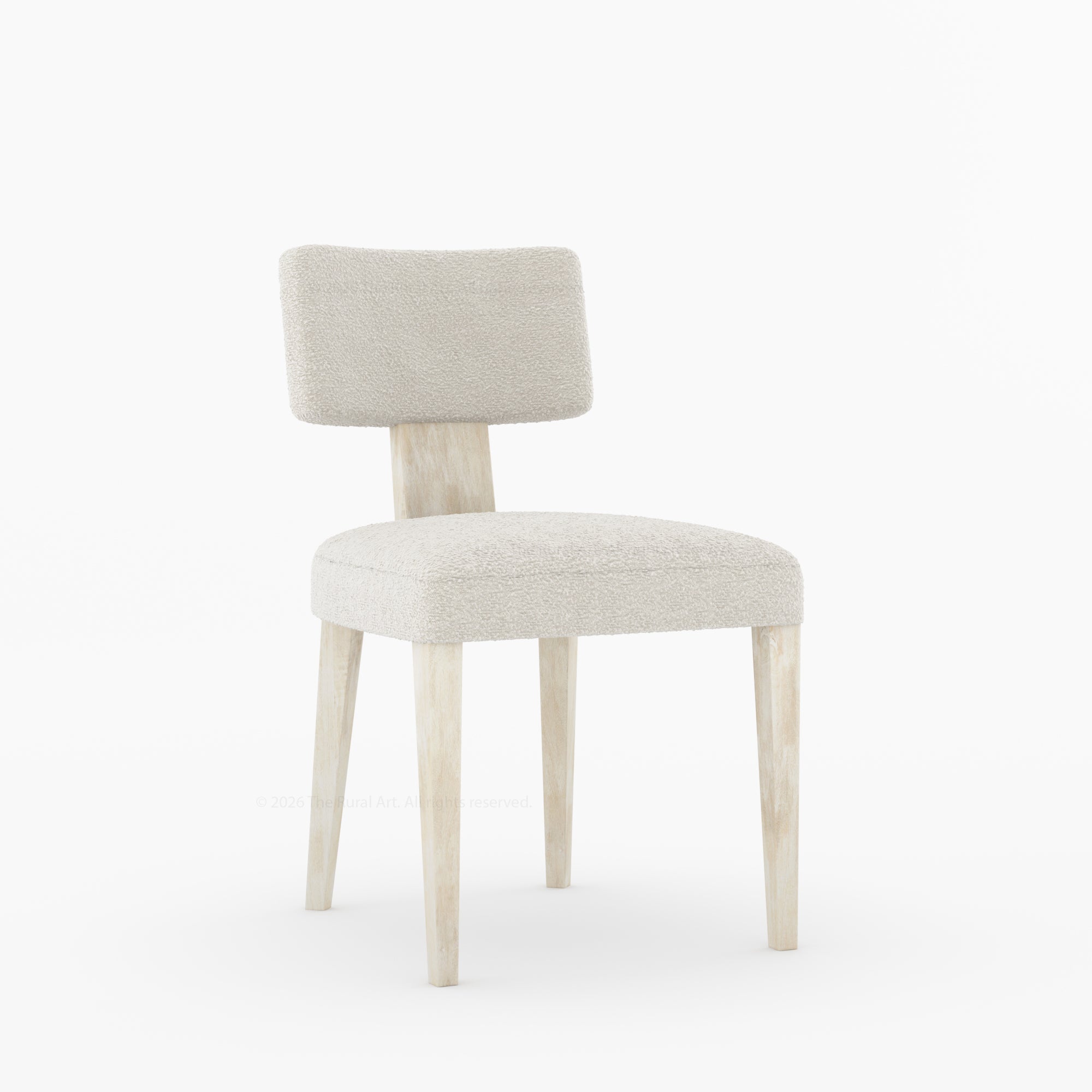 Selma Boucle Upholstered Dining Chair with Solid Wood Legs