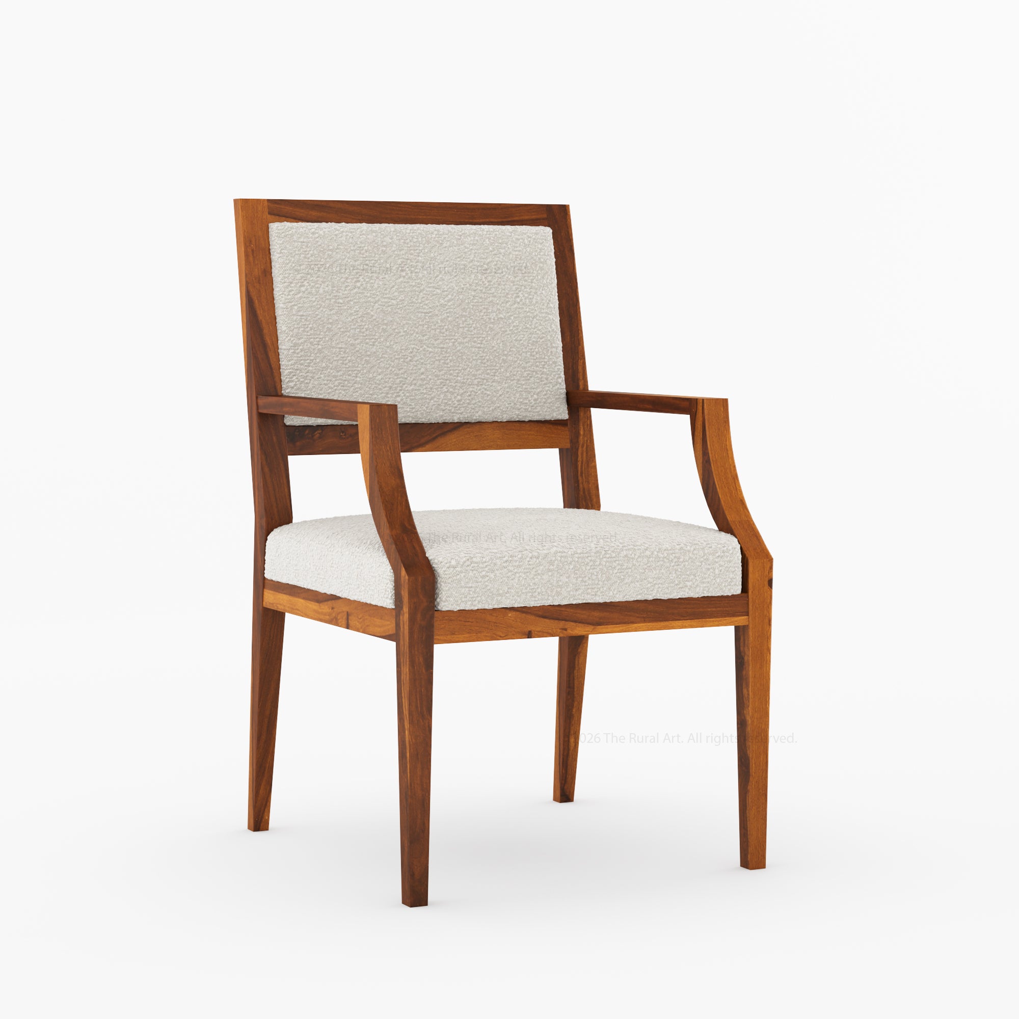 Winslow Solid Wood Dining Arm Chair with Boucle Upholstery
