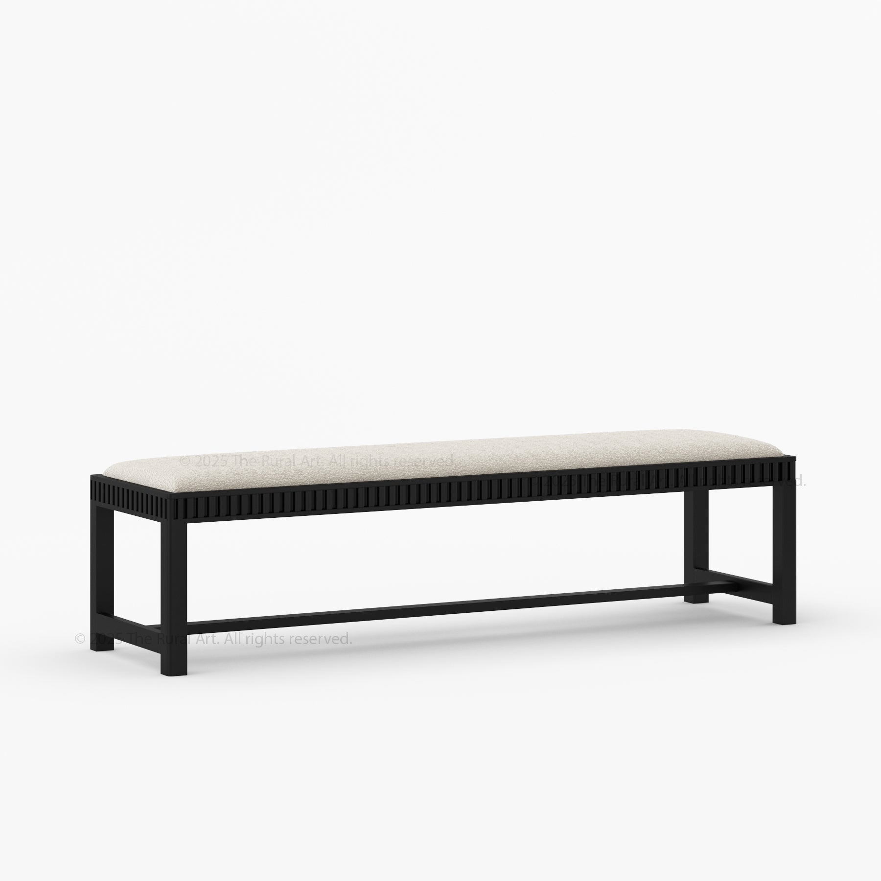 Lewes Fluted Wood Bench | Upholstered Bedroom Bench in Solid Wood Frame