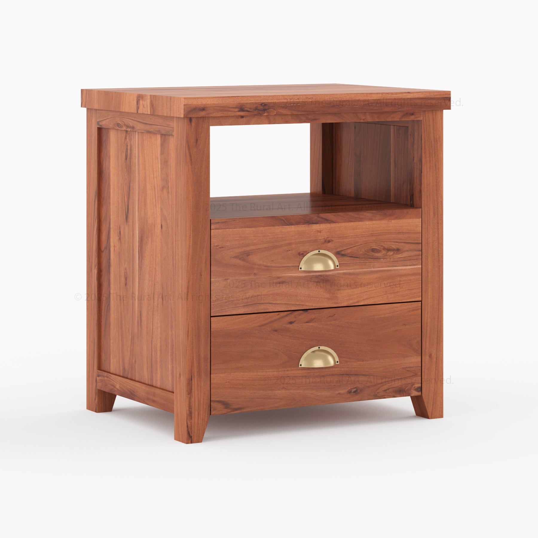 Baytown Solid Wood Nightstand with Drawer and Open Shelf